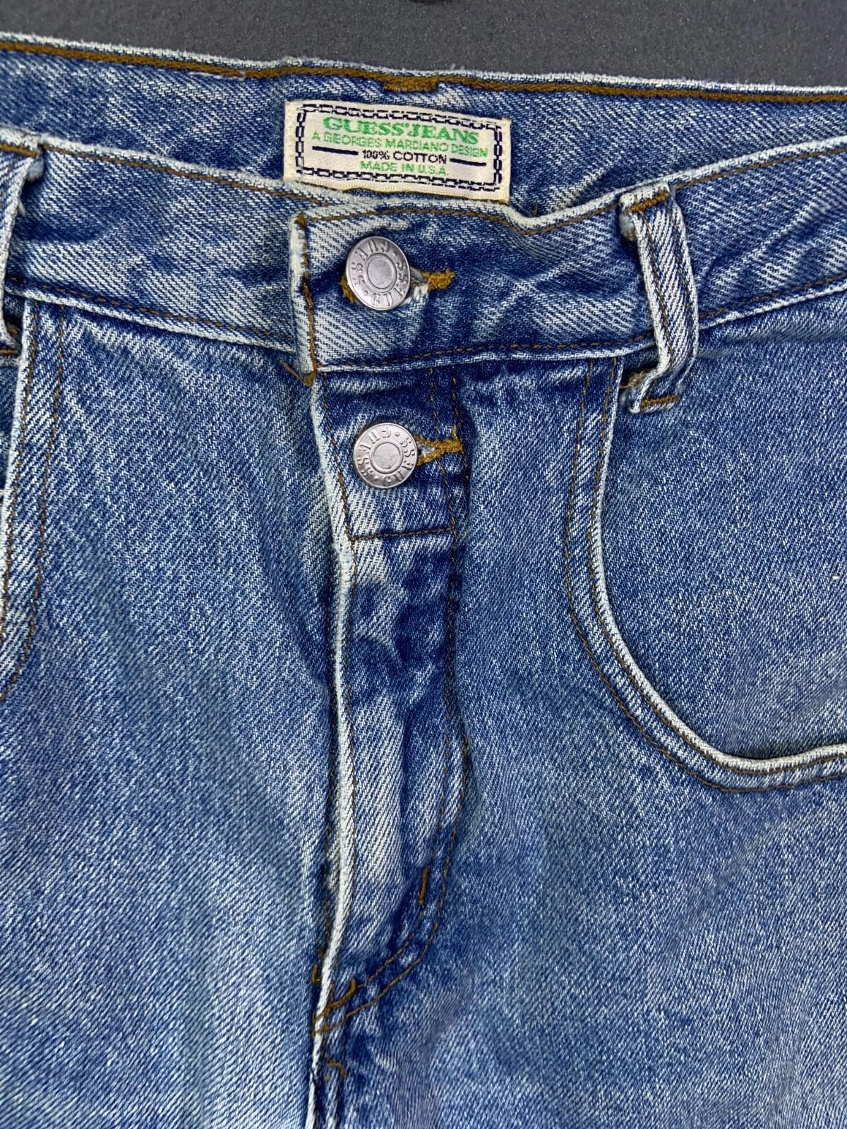 Guess Jeans VTG 90s Med Blue Dual Button Zip Fly High Waist Tapered 31 read (10)