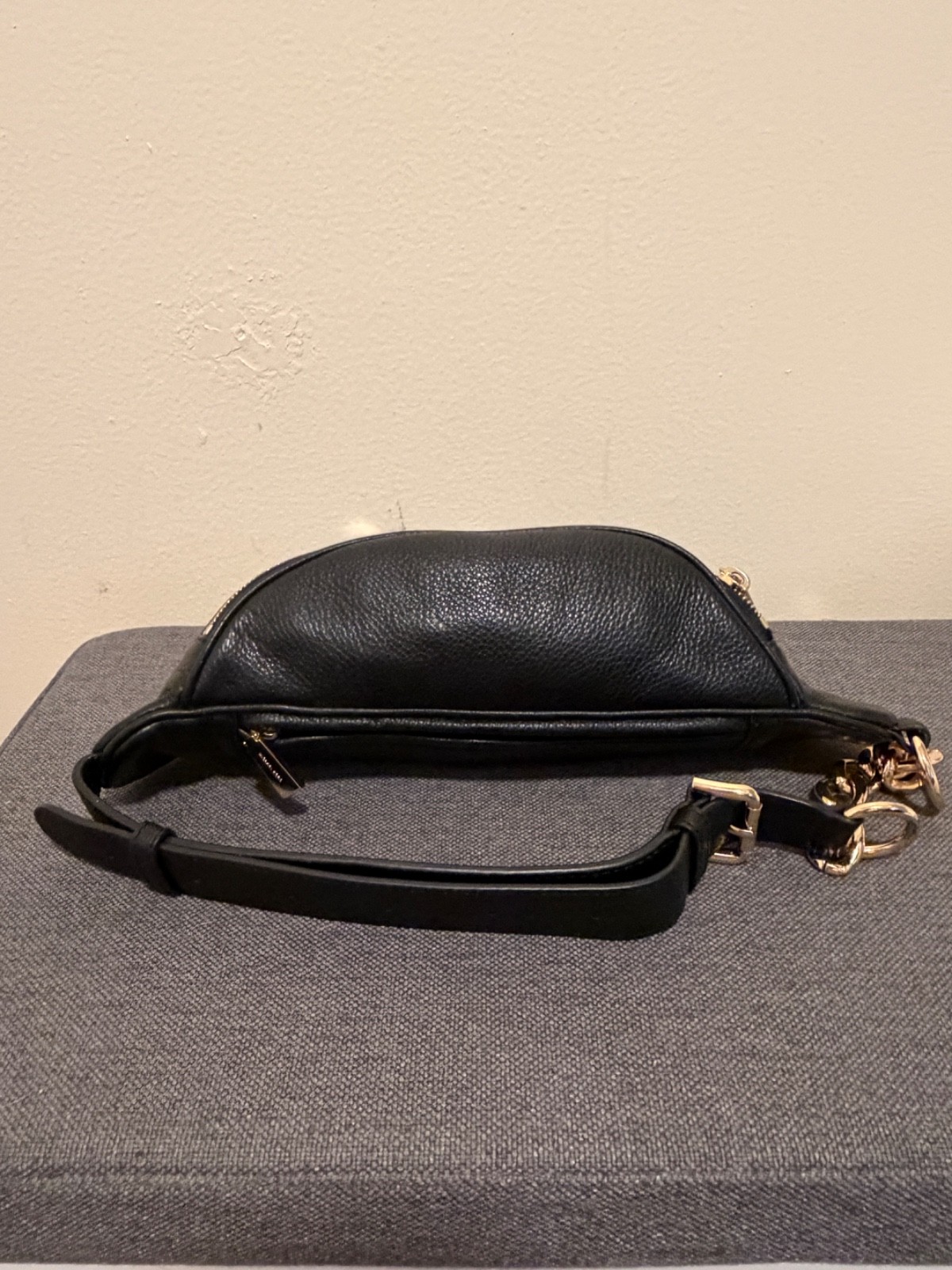 Michael Kors Mott Convertible Belt Bag Black Leather Gold Hardware
