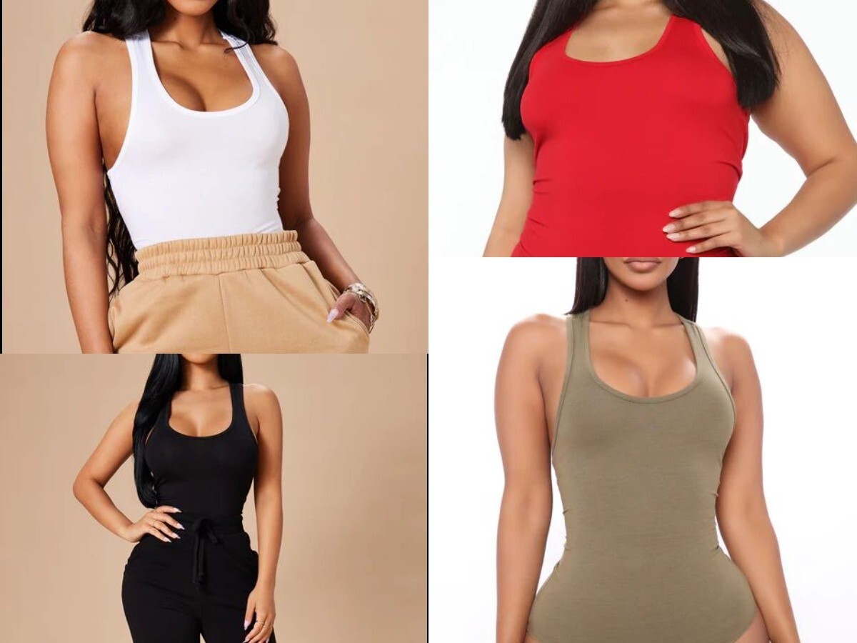 Fashion Nova Women’s Divine Basic Tank Bodysuit, Women’s Bodysuit Stretch,