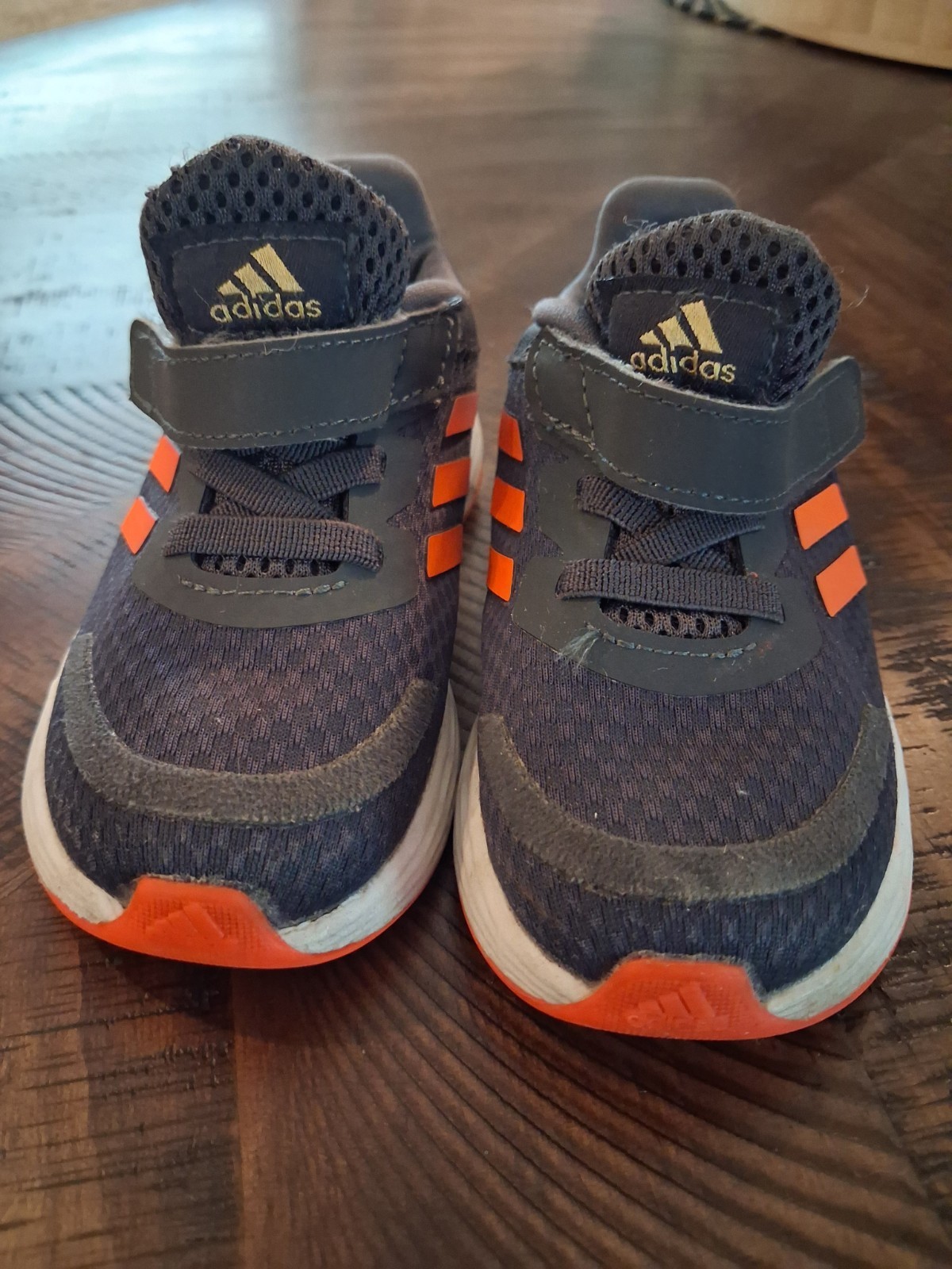 adidas Duramo SL I Kids Hook & Loop Mesh Sneakers Gray/Orange US 7K