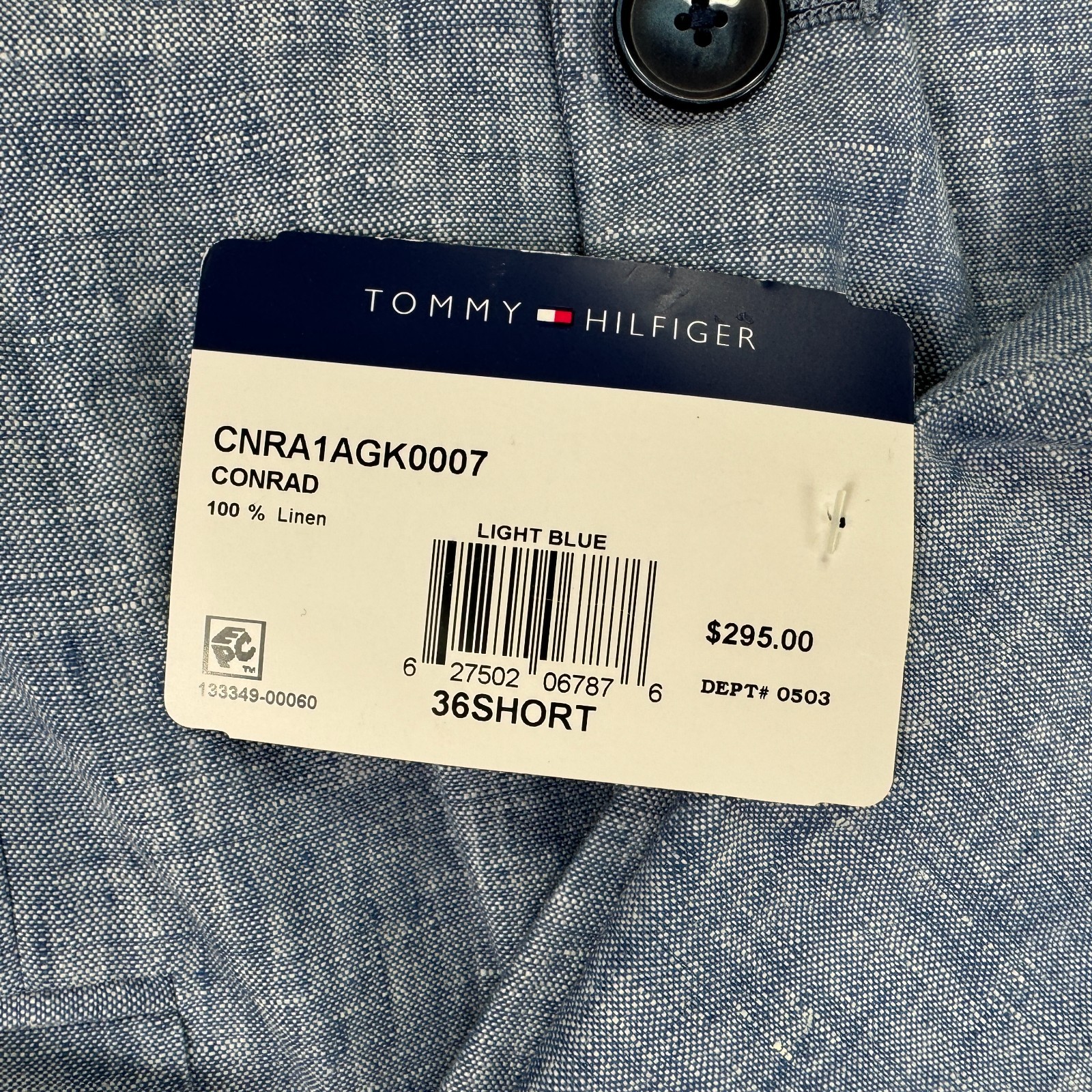 Tommy Hilfiger Mens Modern Fit 100% Linen Solid Sport Coat Blue 36S