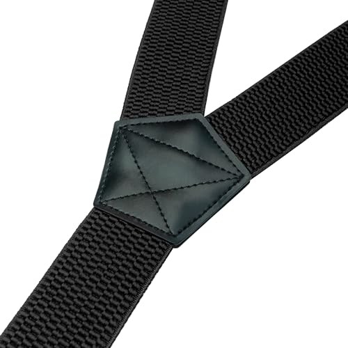1.48″ Wide Heavy Duty Suspender with 4 Swivel Hooks for Jeans Pants Black