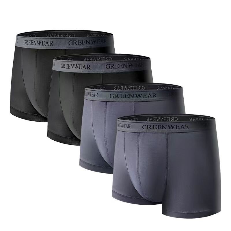 GREENWEAR Men’s Dual Pouch Boxer Briefs 4 Pack – Modal Mens Underwear,Breathable