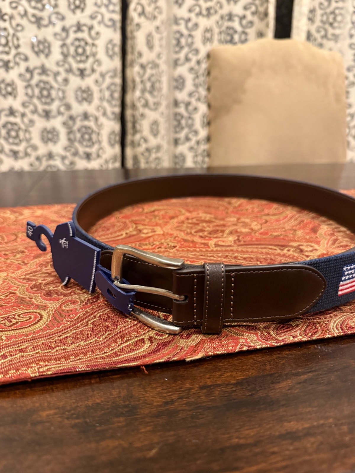 Penguin Men’s Size 40 Navy American Flag Belt MSRP $60