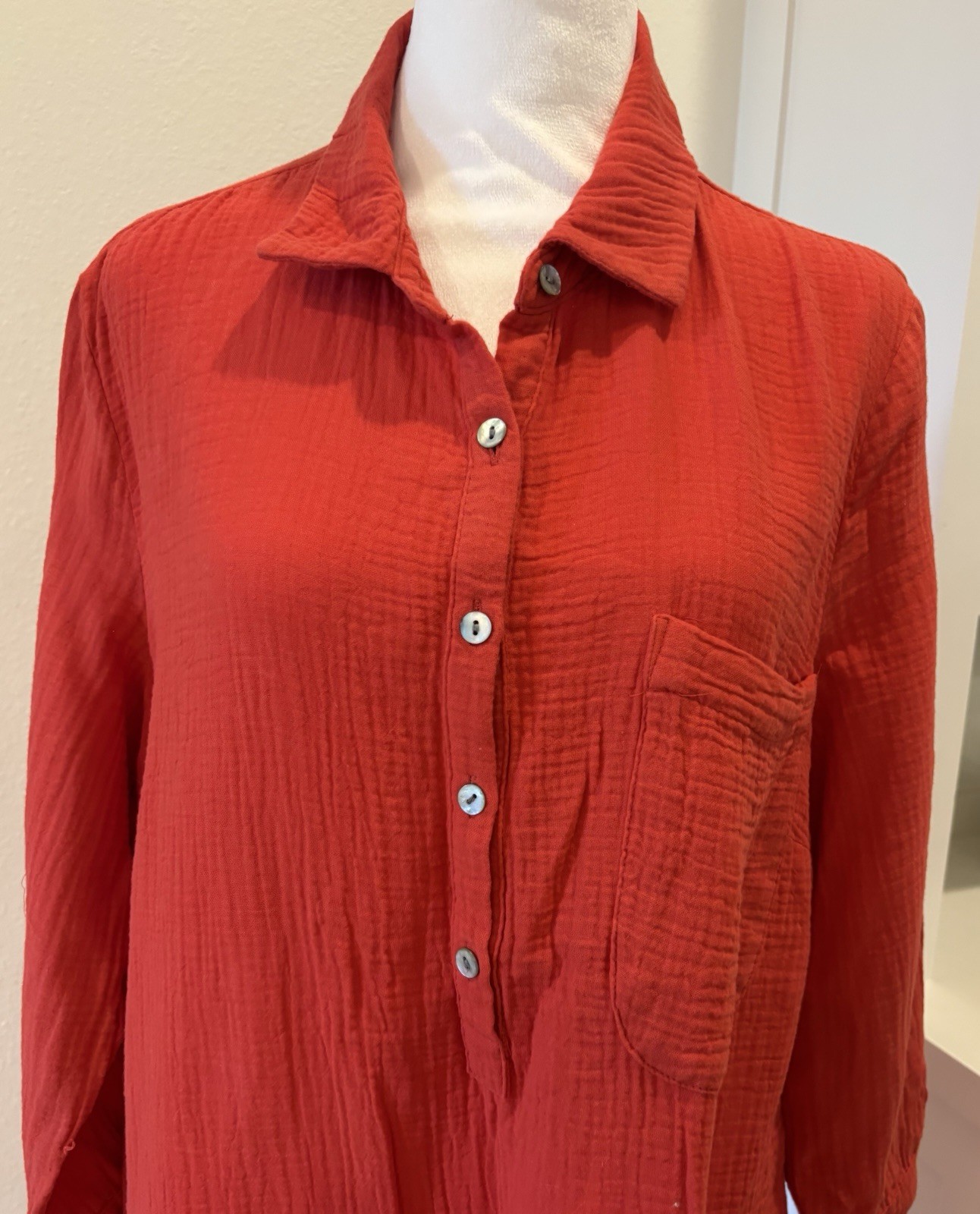 J.Jill gauzy red shirt dress size medium