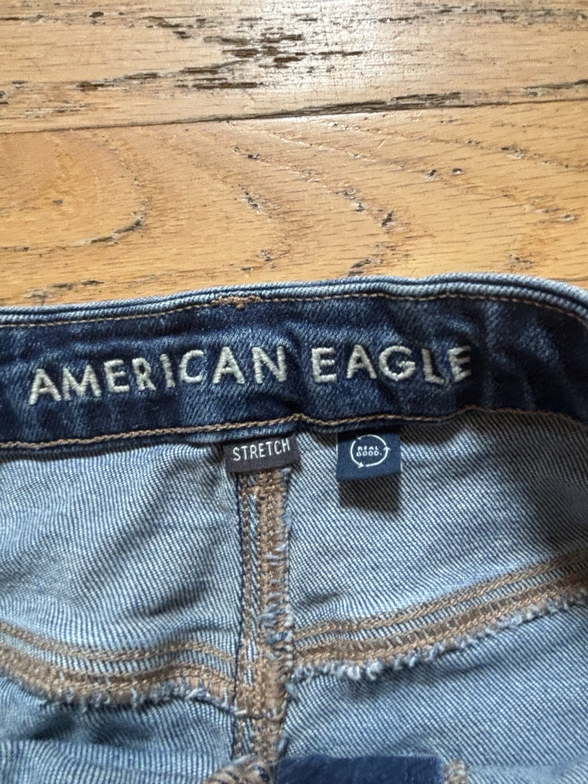 American Eagle Women’s Straight Jeans Blue Dark Wash Stretch 5-Pocket 14