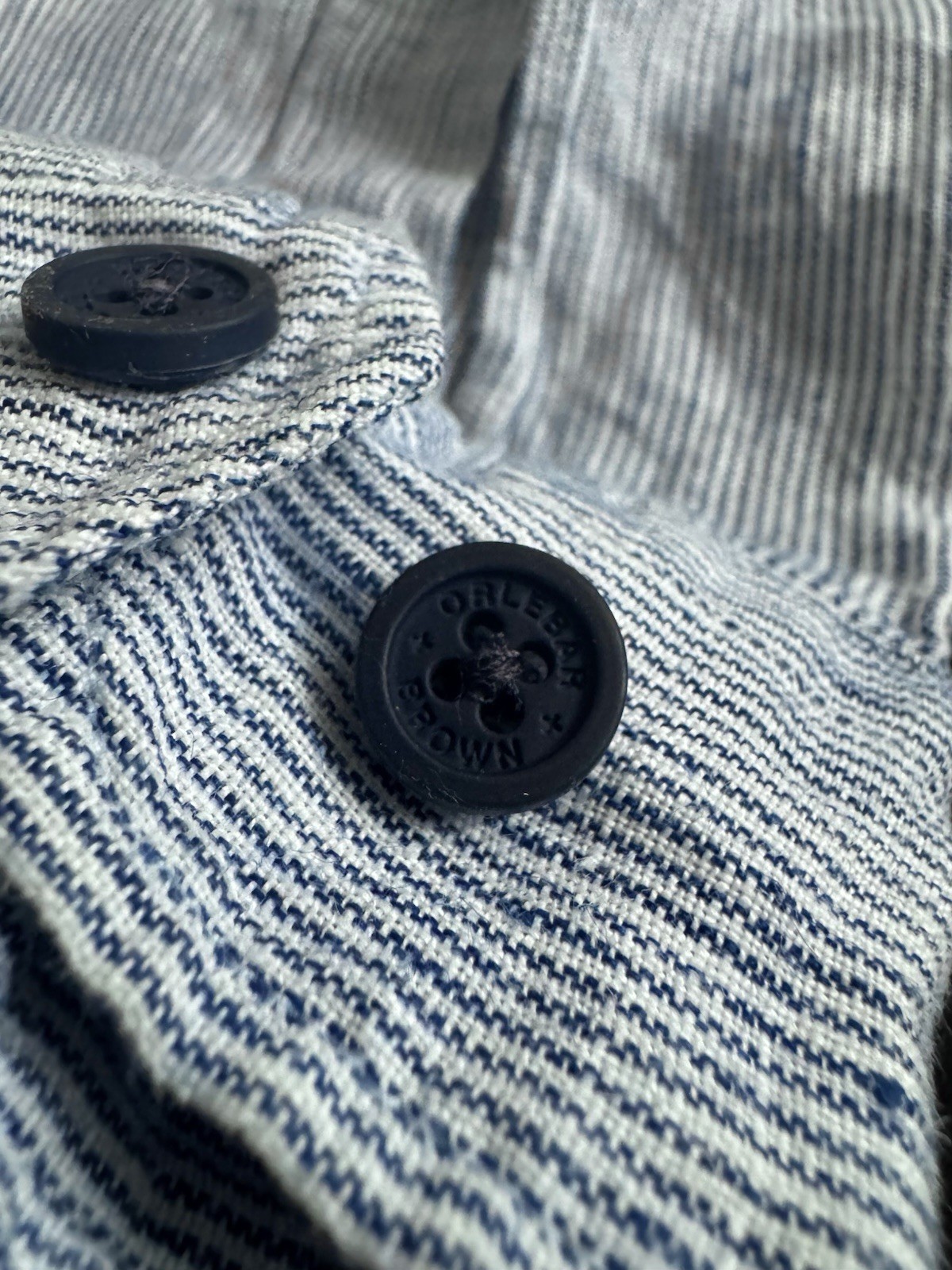Orlebar Brown size XL long sleeve linen top polo blue stripes Portugal