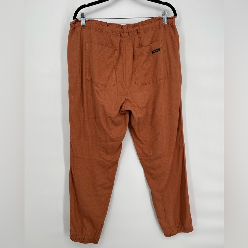 Sanctuary Linen Blend Joggers XL Burnt Orange Tie Waist 2 Front Pockets