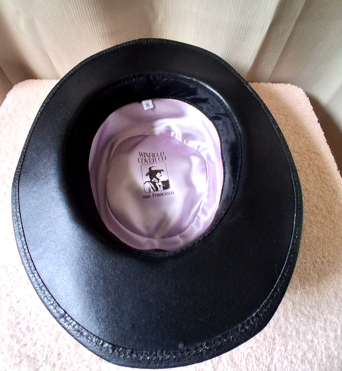 Vintage Winfield Cover Company Black Leather/Suede Hat Cowboy Western Adult S
