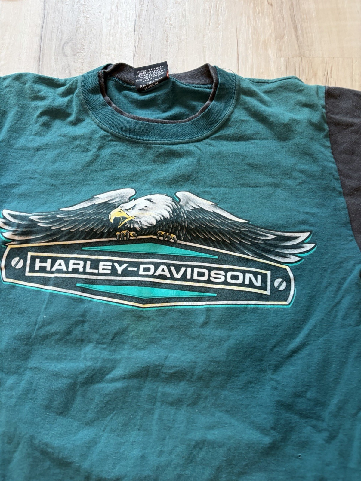 Vtg Harley Davidson Eagle & Lightning Biker T-Shirt 80s/90s Size M Made in USA