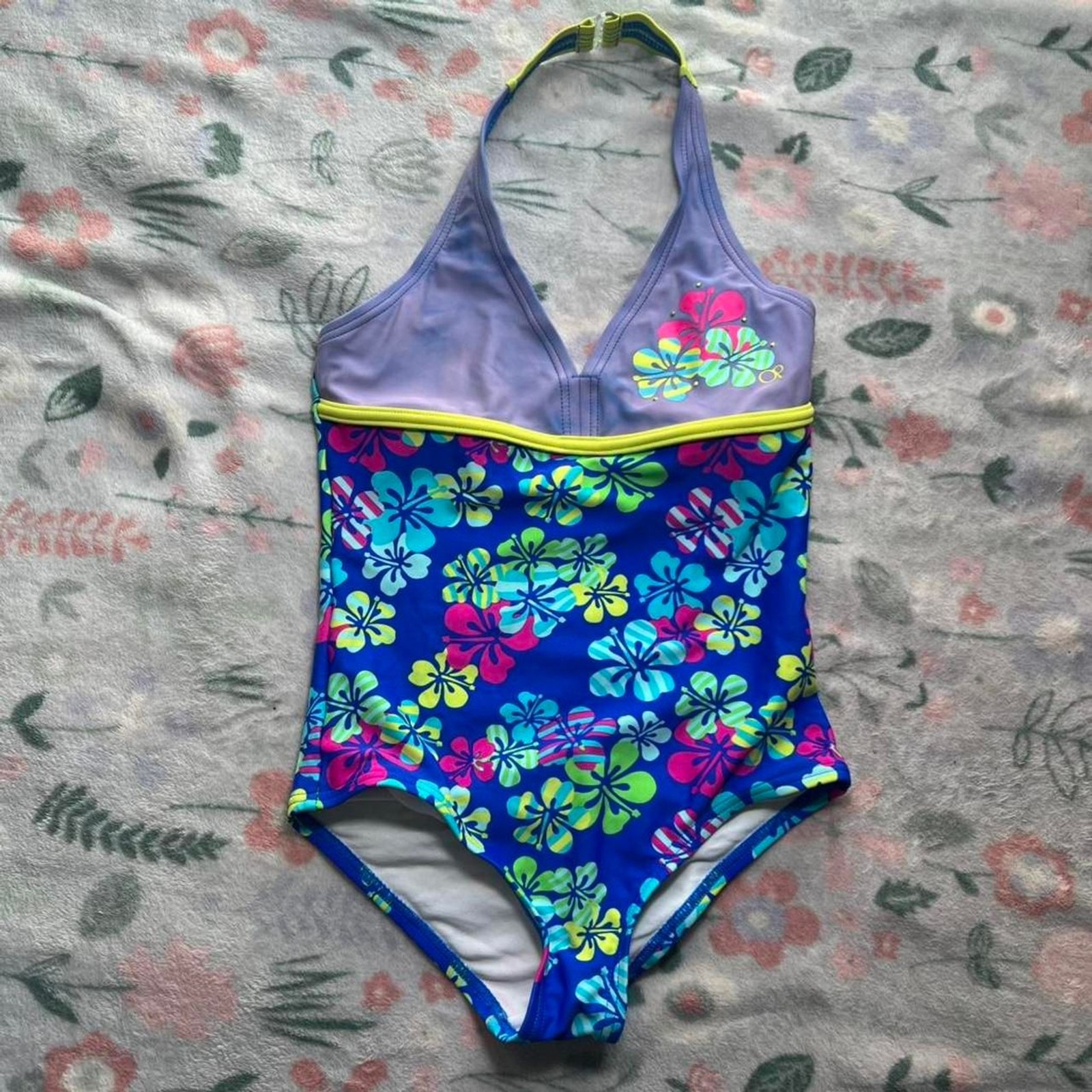 Vintage Ocean Pacific Halter Neck One Piece Swimsuit 8 Coconut Girl Tropical Y2K