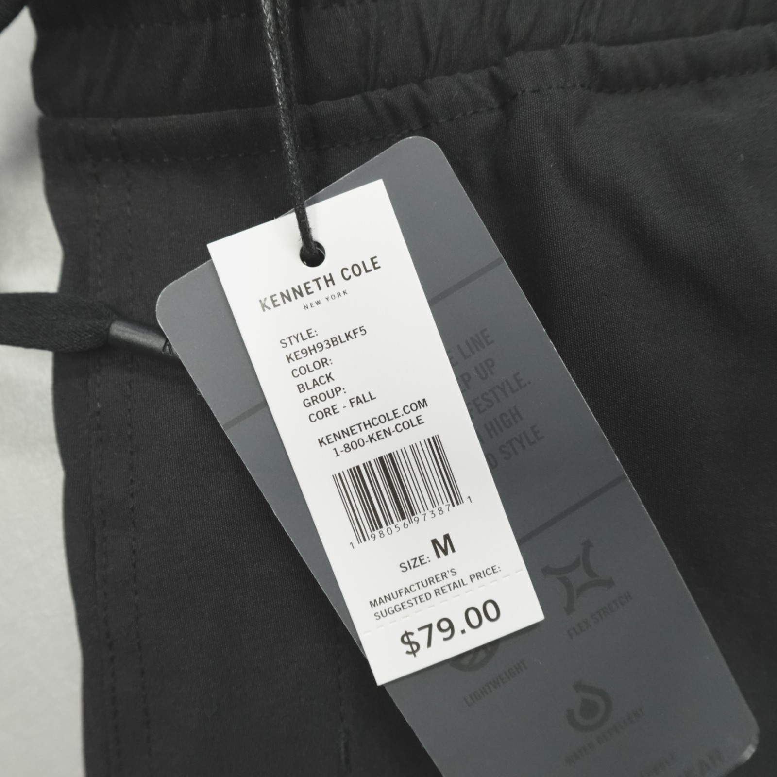 Kenneth Cole Active Mens Cargo Joggers Lightweight Stretch Water Repellent Black
