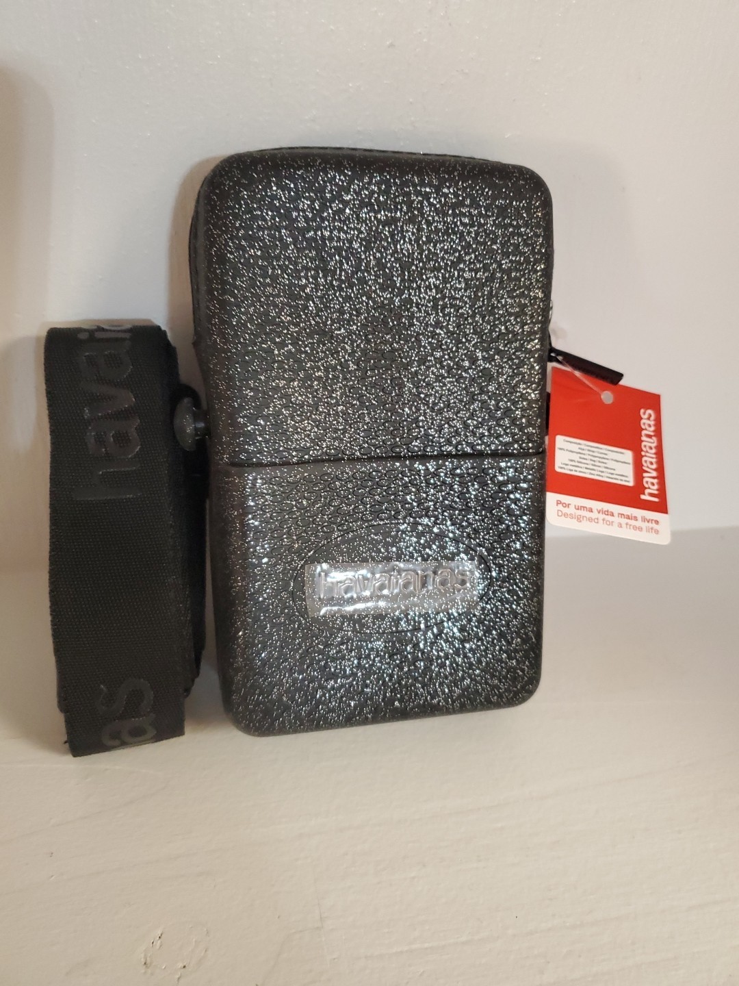 Havaianas Mini Black Rubber Silicon Crossbody Or Around Waste -Cute Sparkly