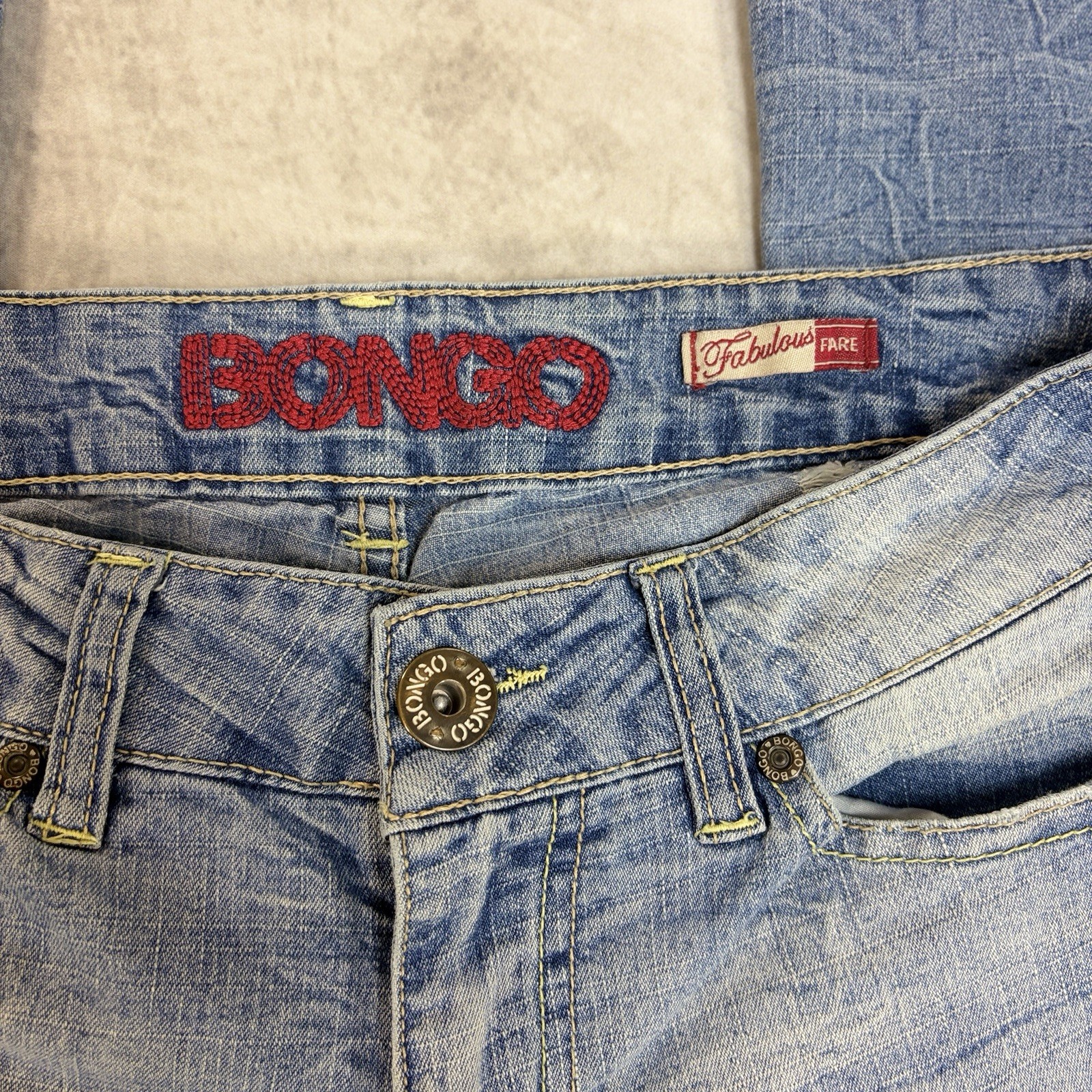 Y2K Vintage Bongo Fabulous Flare Jeans Juniors 5 Light Wash Low Rise
