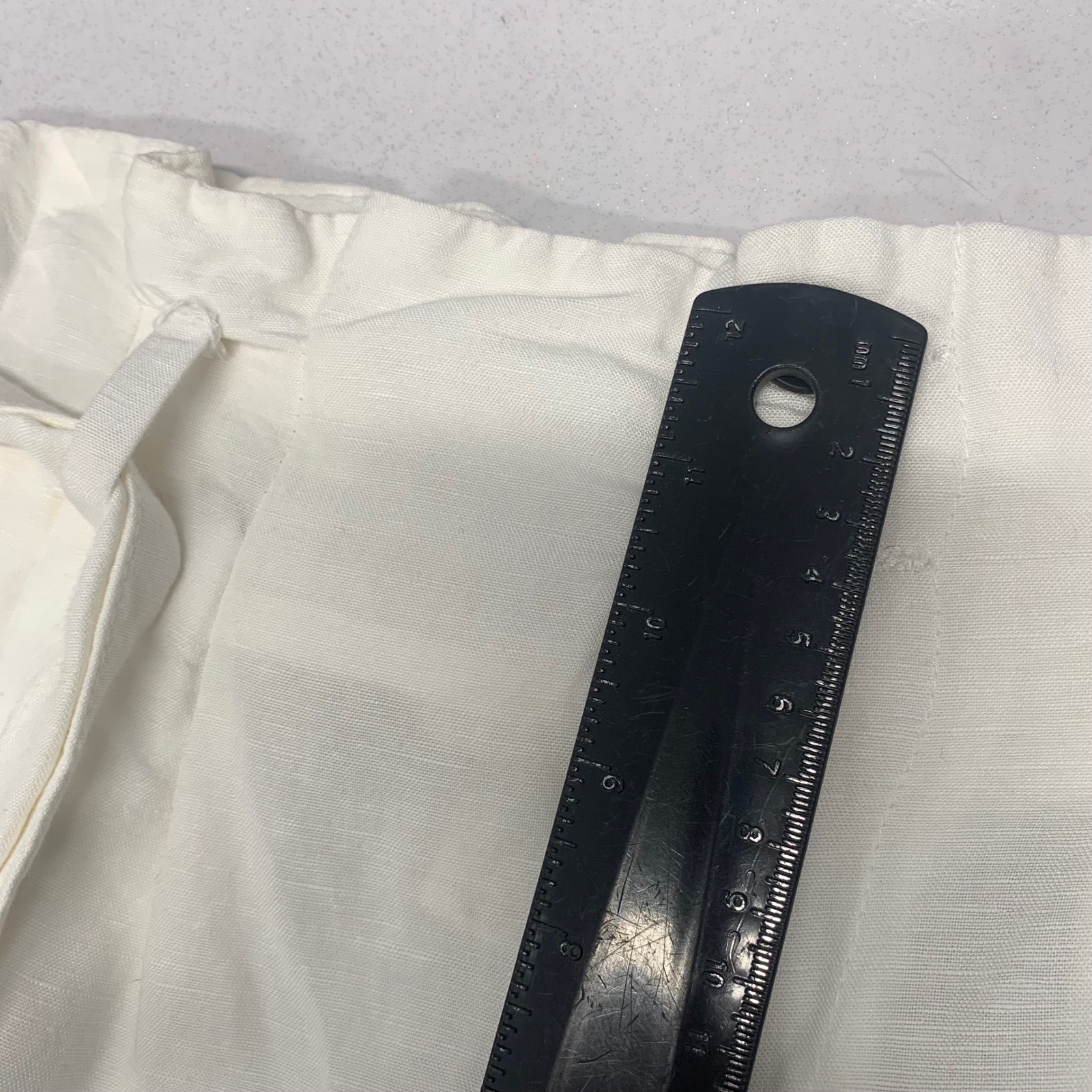 H&M White Linen Blend Paperbag High Rise Tie Belt Tapered Pants Size 4 Pockets