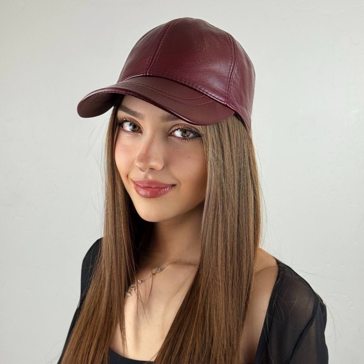 Handmade Burgundy Baseball Cap Hat – 100% Genuine Leather, Limited Edition