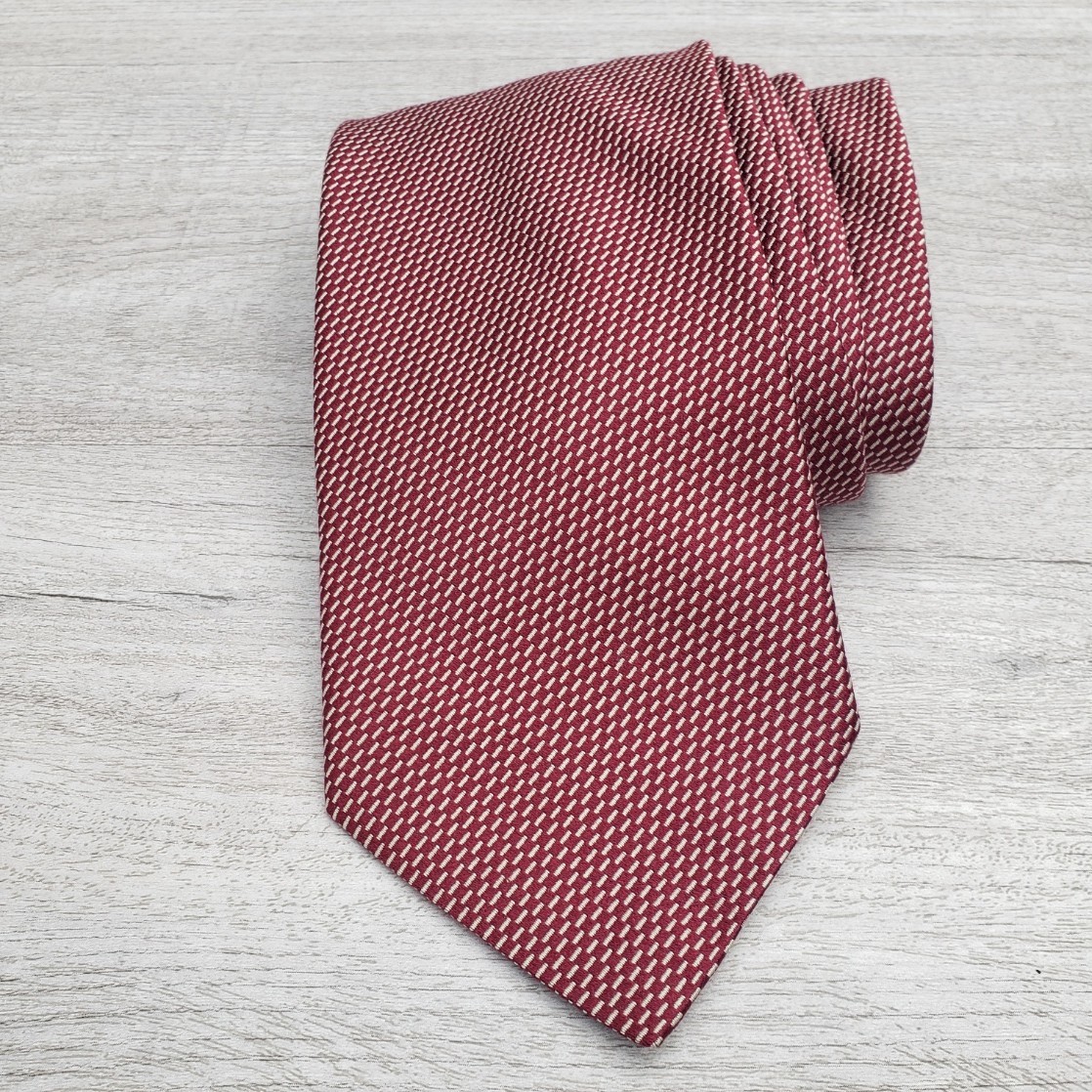 Armani Collezioni Burgundy Geometric Silk Tie Made In Italy 58 in