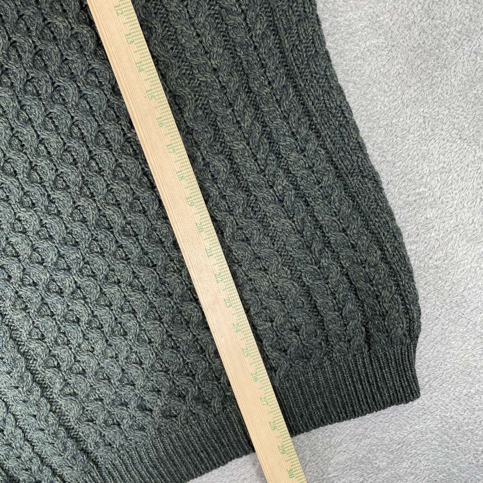 Aran Crafts Sweater Womens Large Green Merino Wool Cable Knit Irish Fisherman