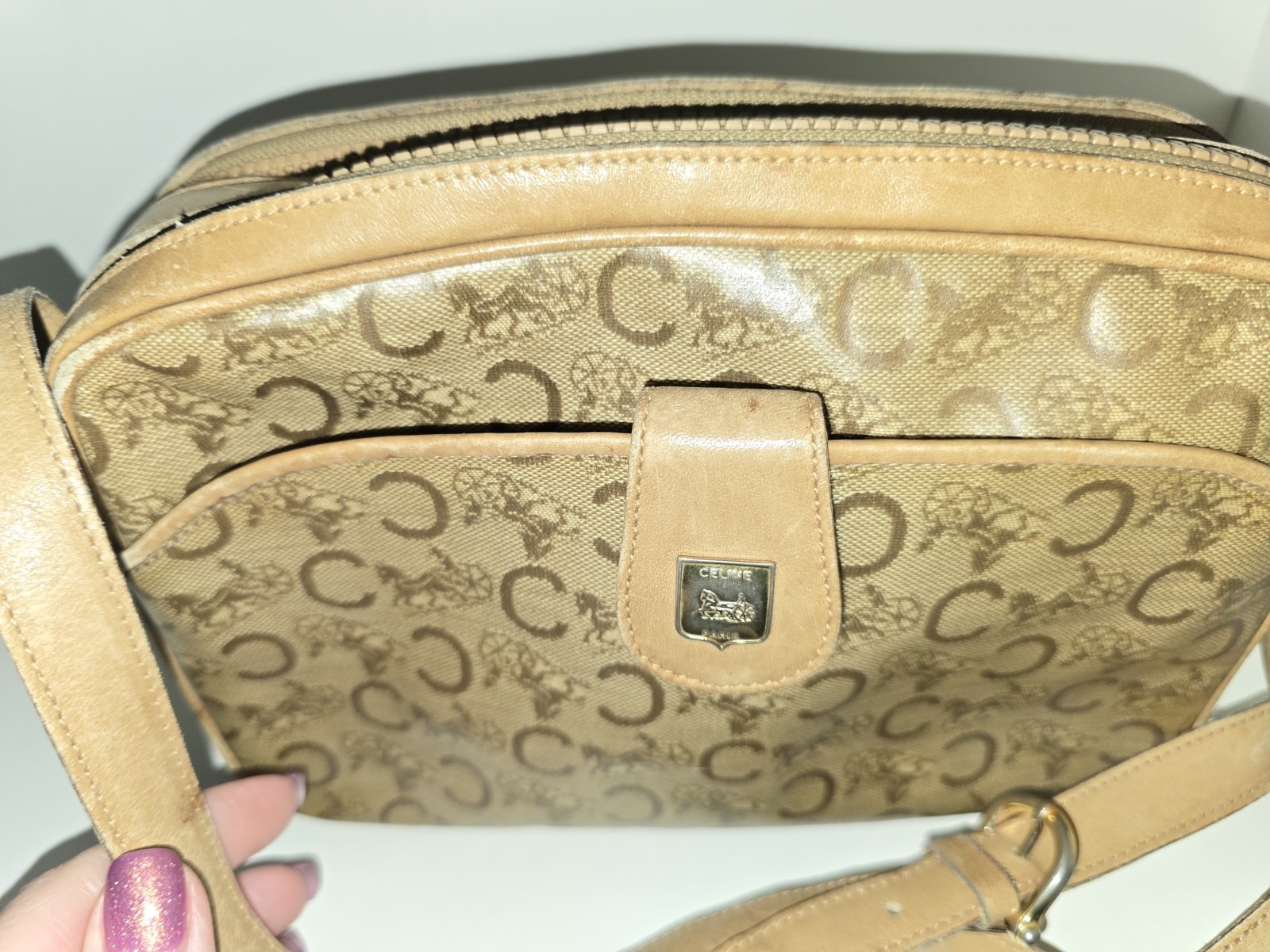Celine C Macadam Canvas Shoulder Bag