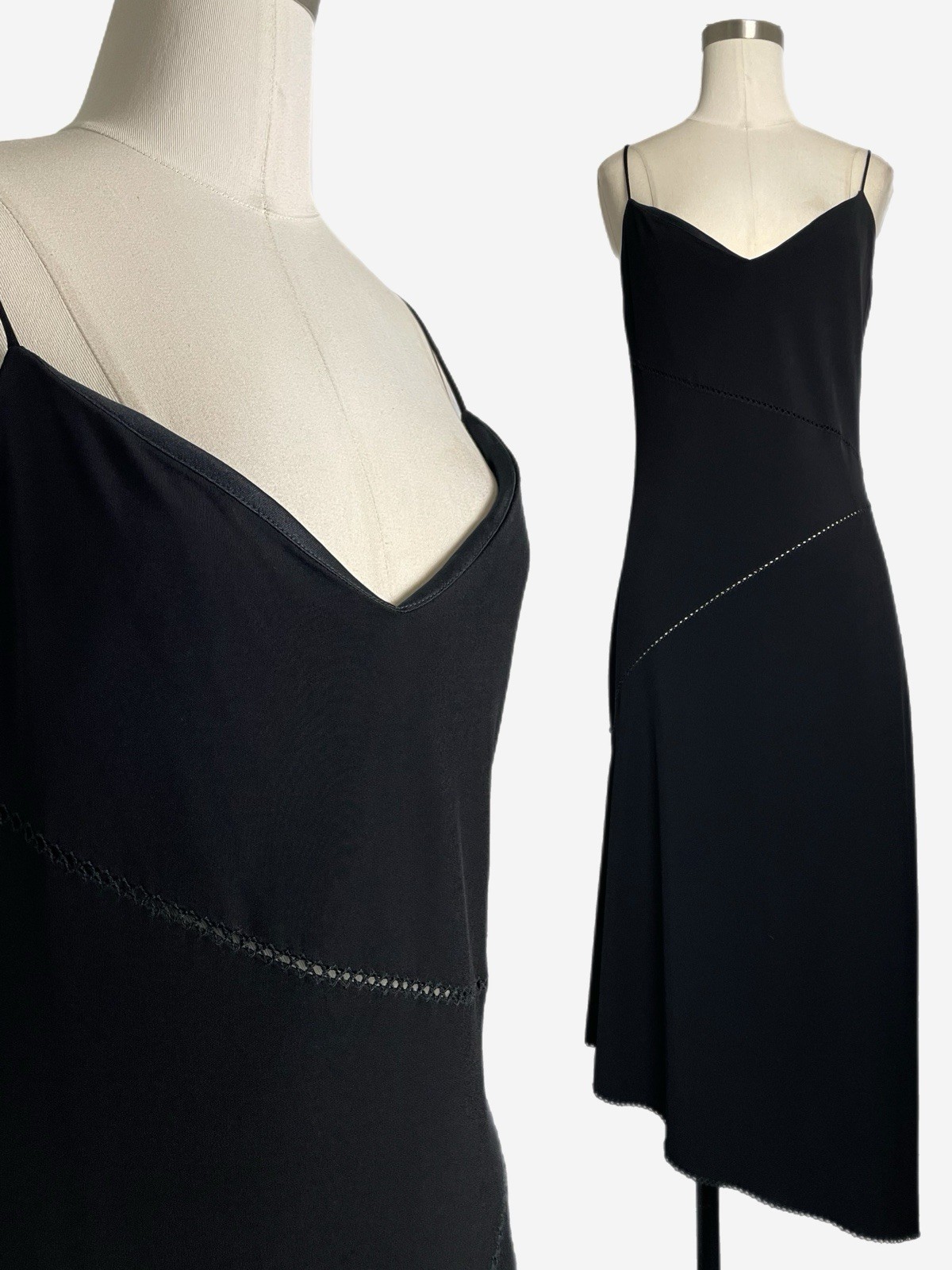 Vintage Y2K Laundry By Shelli Segal NWT Black v-neck asymmetric cutout dress M