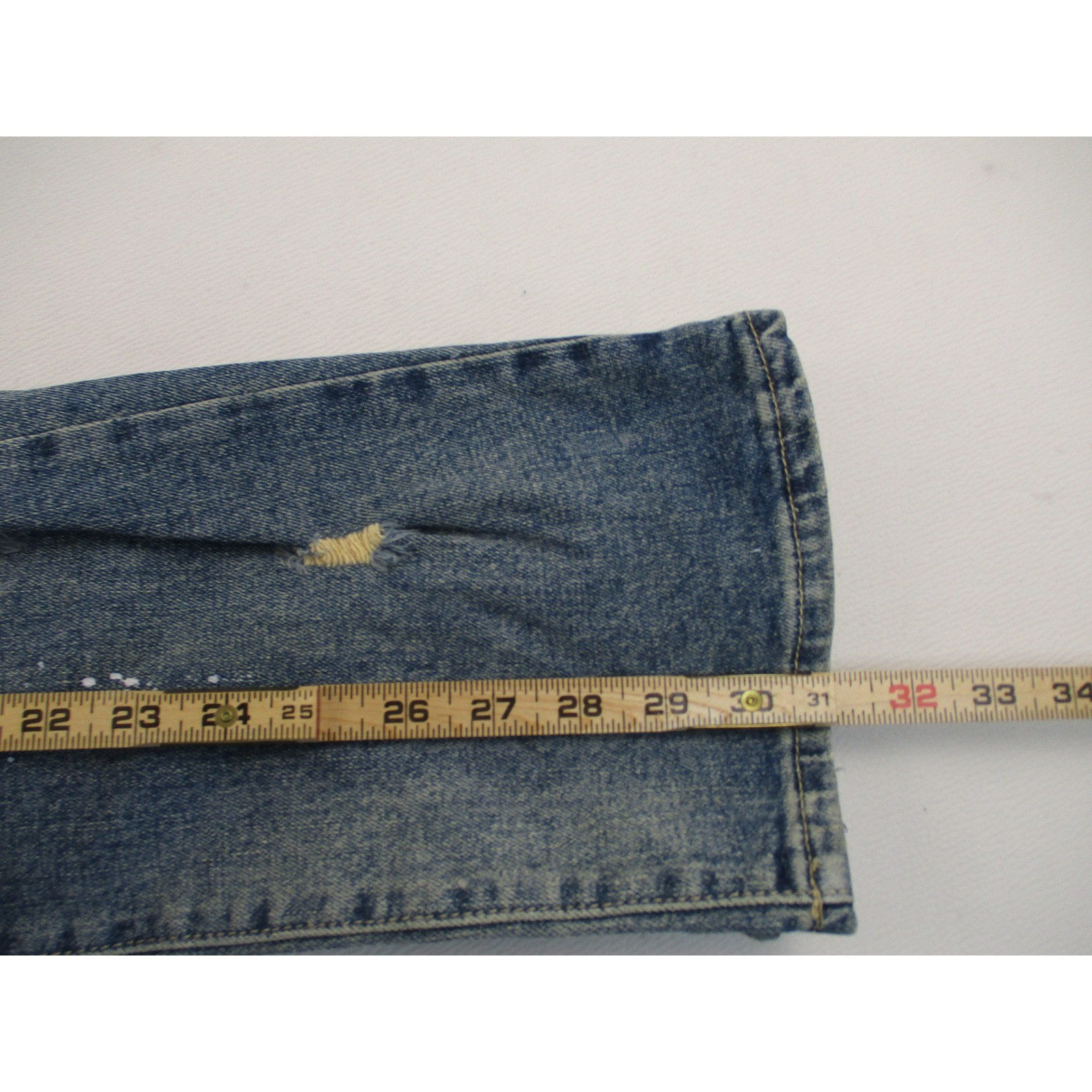 First Row Jeans Men 36 Blue Straight Fit Y2K Distressed Patchwork Splatter