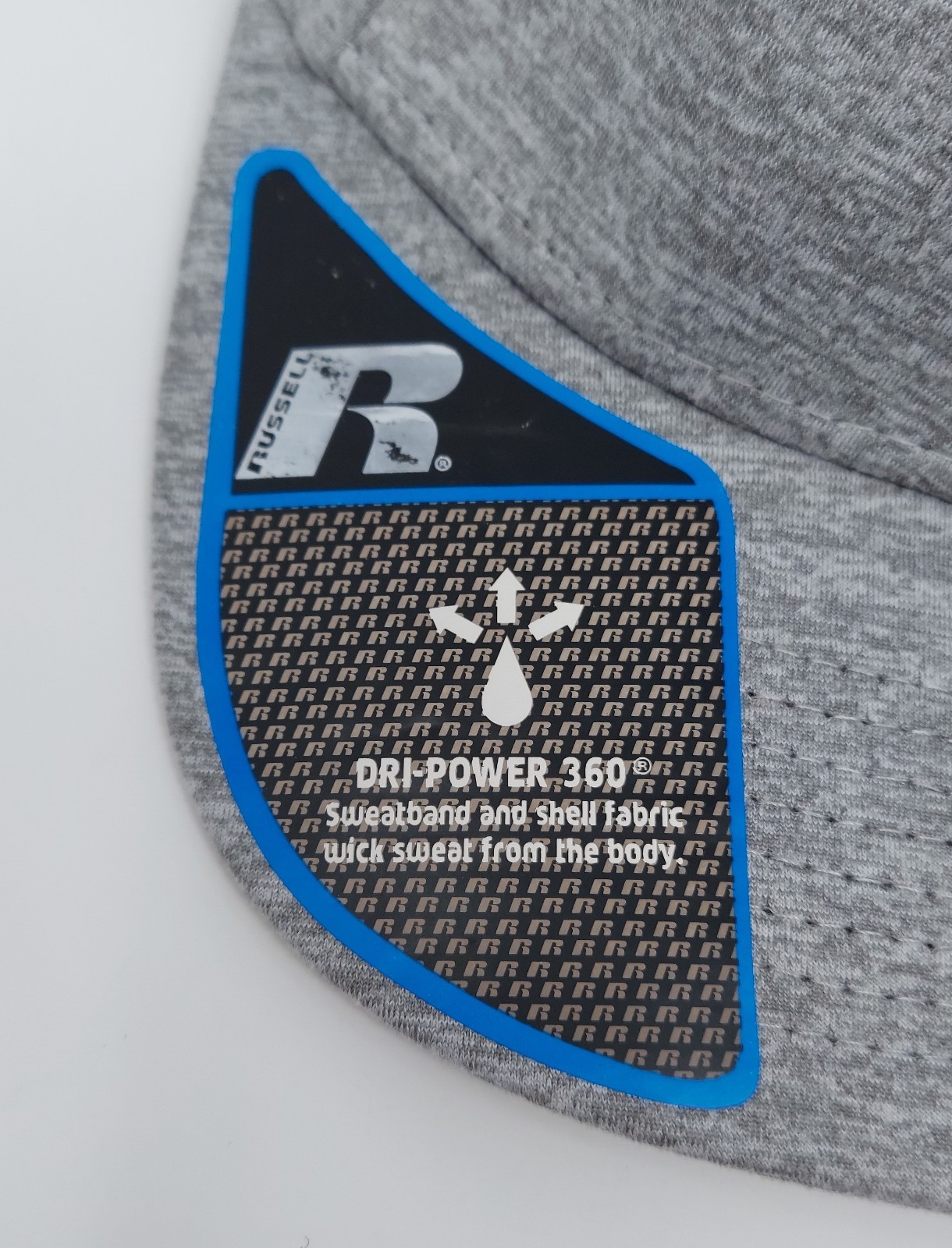 Russell Dri-Power 360 Baseball Cap Gray S/M Stretch Fit Moisture Wicking NWT