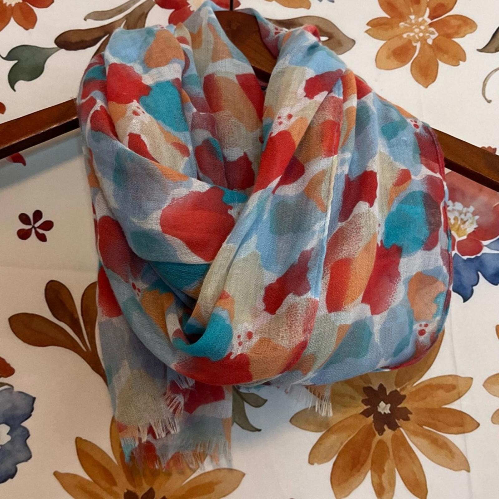 Johnston & Murphy OS Spring Maximal Colorful Scarf City Preppy Blue Red Fashion