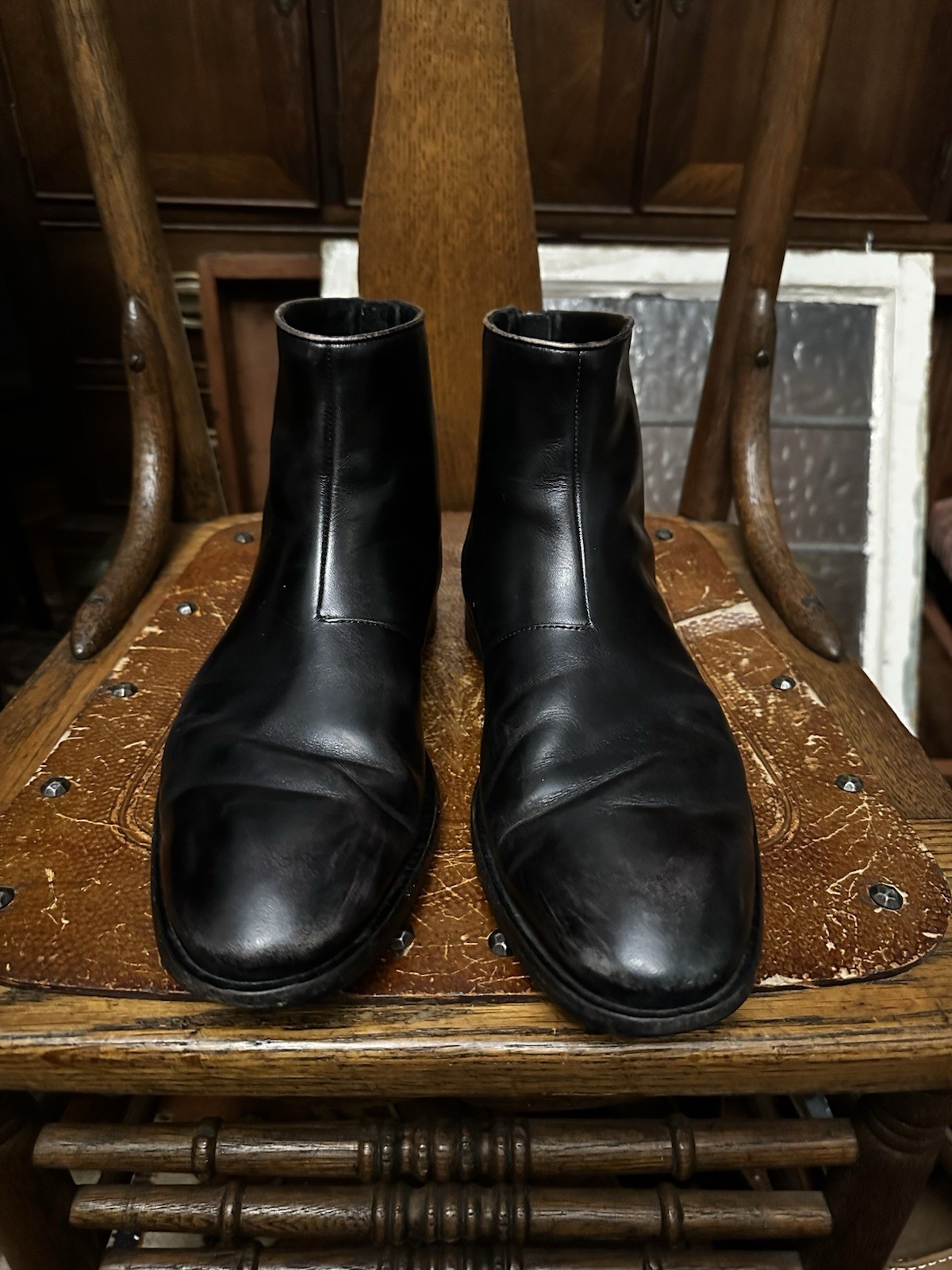 John Varvatos NYC Back Zip Black Leather Chelsea Boot Men’s 9.5 M
