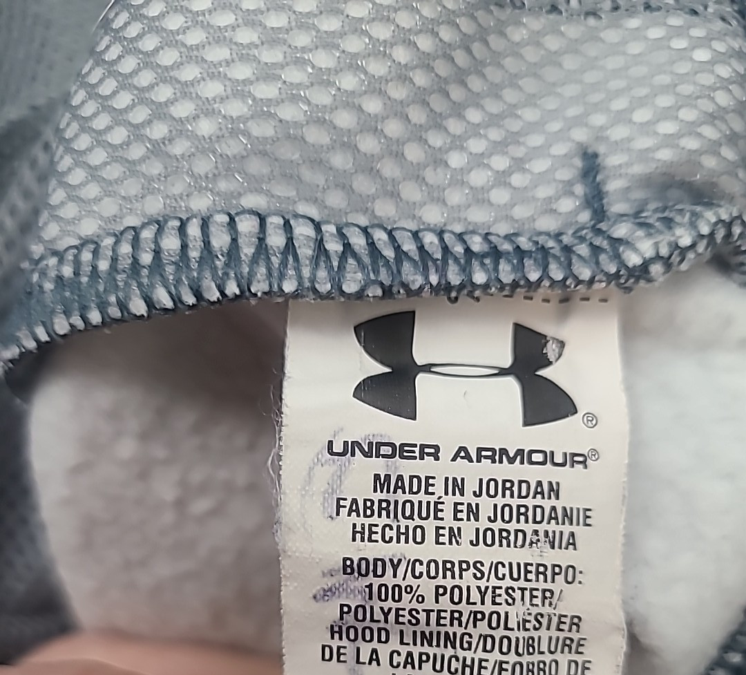 Under Armour Full Zip Hooded Sweatshirt Jacket Boy’s Youth Small Blue Gray