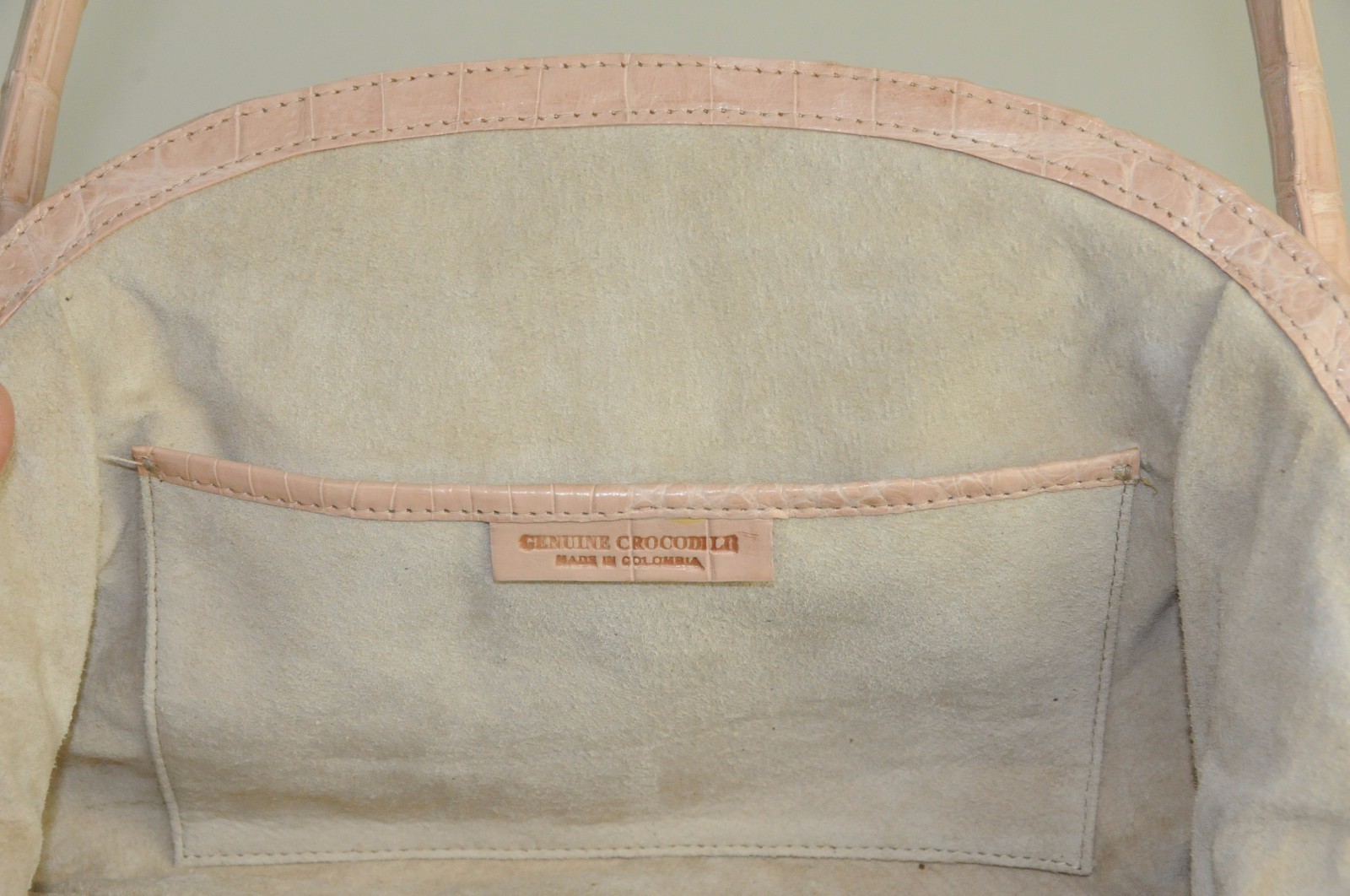 $3600 NEW Nancy Gonzalez Pale Pink CROCODILE Mink Pom Pom BAG Clutch