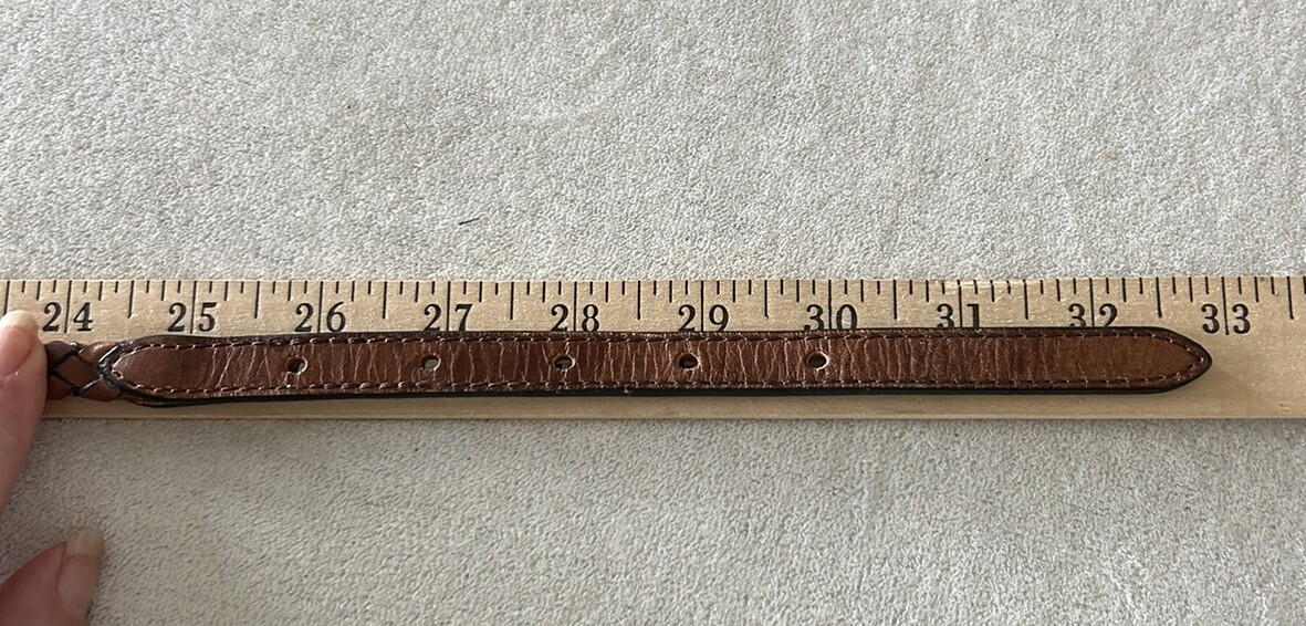 Braided Brown Leather Thin Women’s Boho Belt Small Medium Waist 26-30” EUC