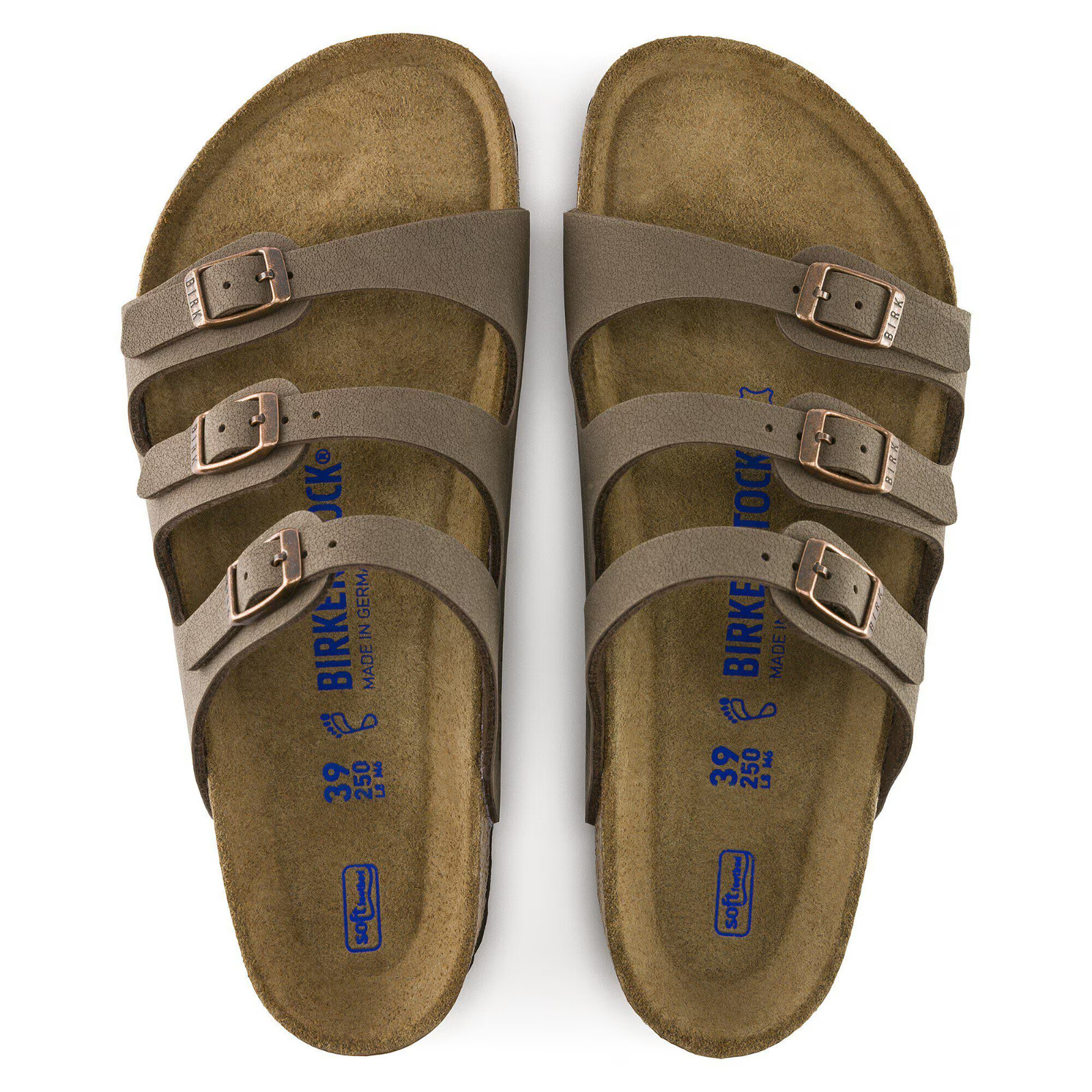 Birkenstock Florida Soft Footbed Birkibuc Mocha Wide Sandals Select Size