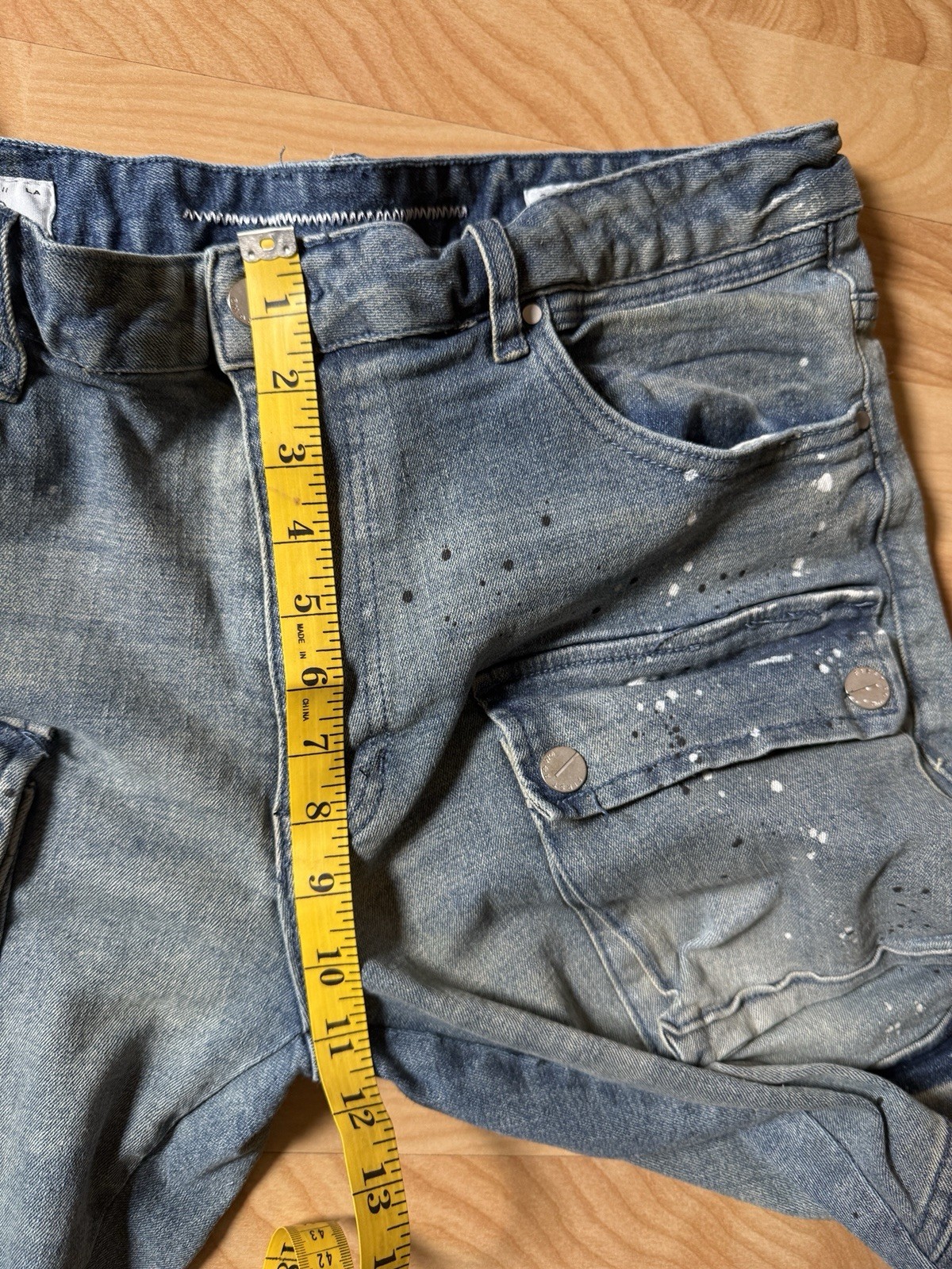 First Row Utility Cargo Repair Distressed Denim Jeans Size 38X32