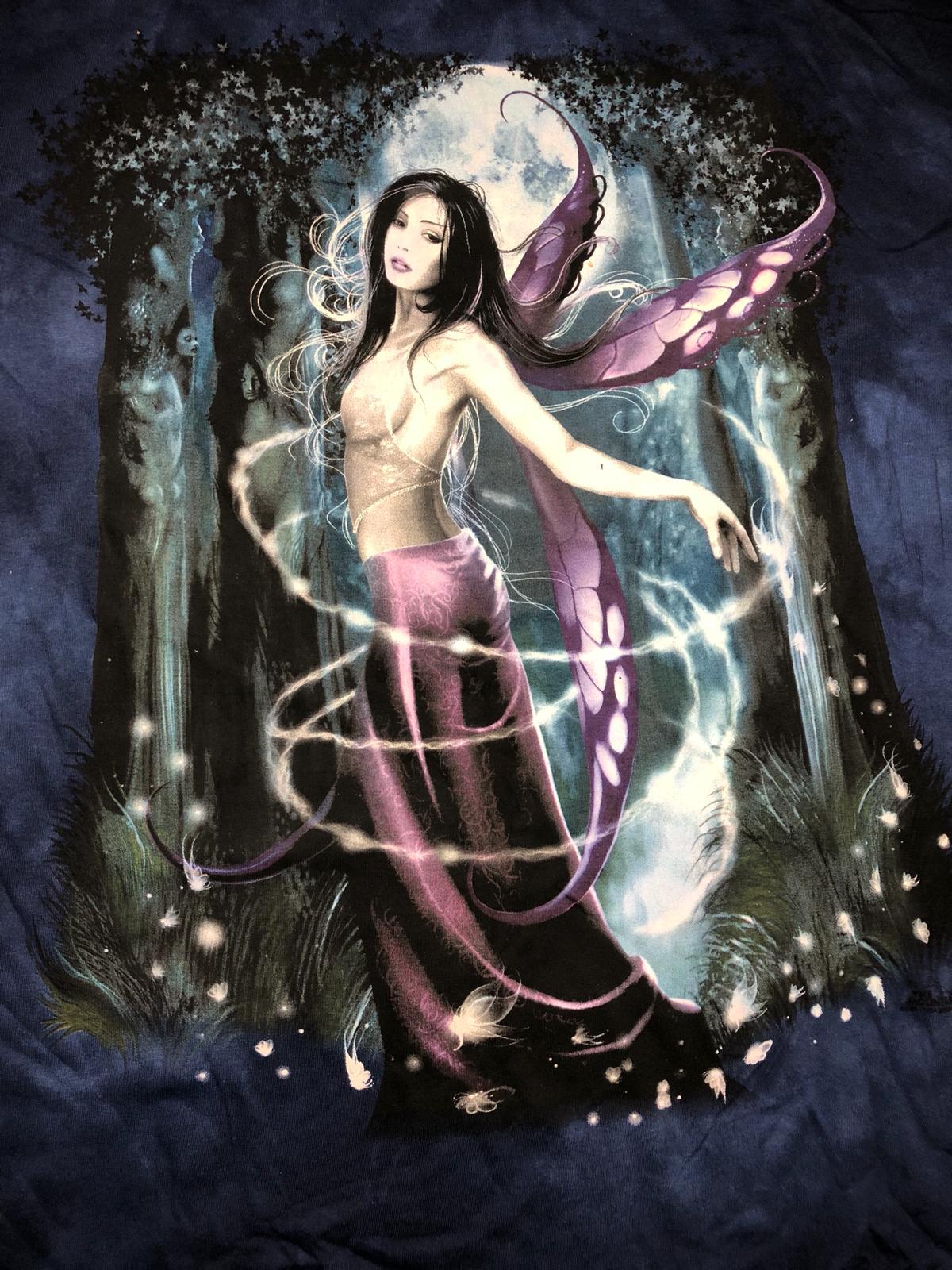 Mountain Purple Moonlight Night Fairy Wings Magic Fantasy Spirit Shirt S-5X