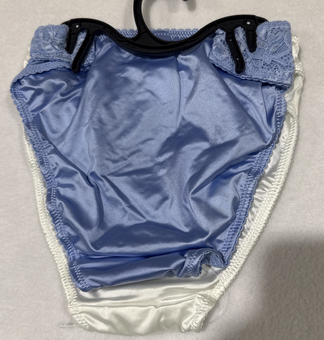 Joyspun White & Blue Satiny Soft Bridal Cheeky Panty Set XS, M, L, XL, 2XL, 3XL