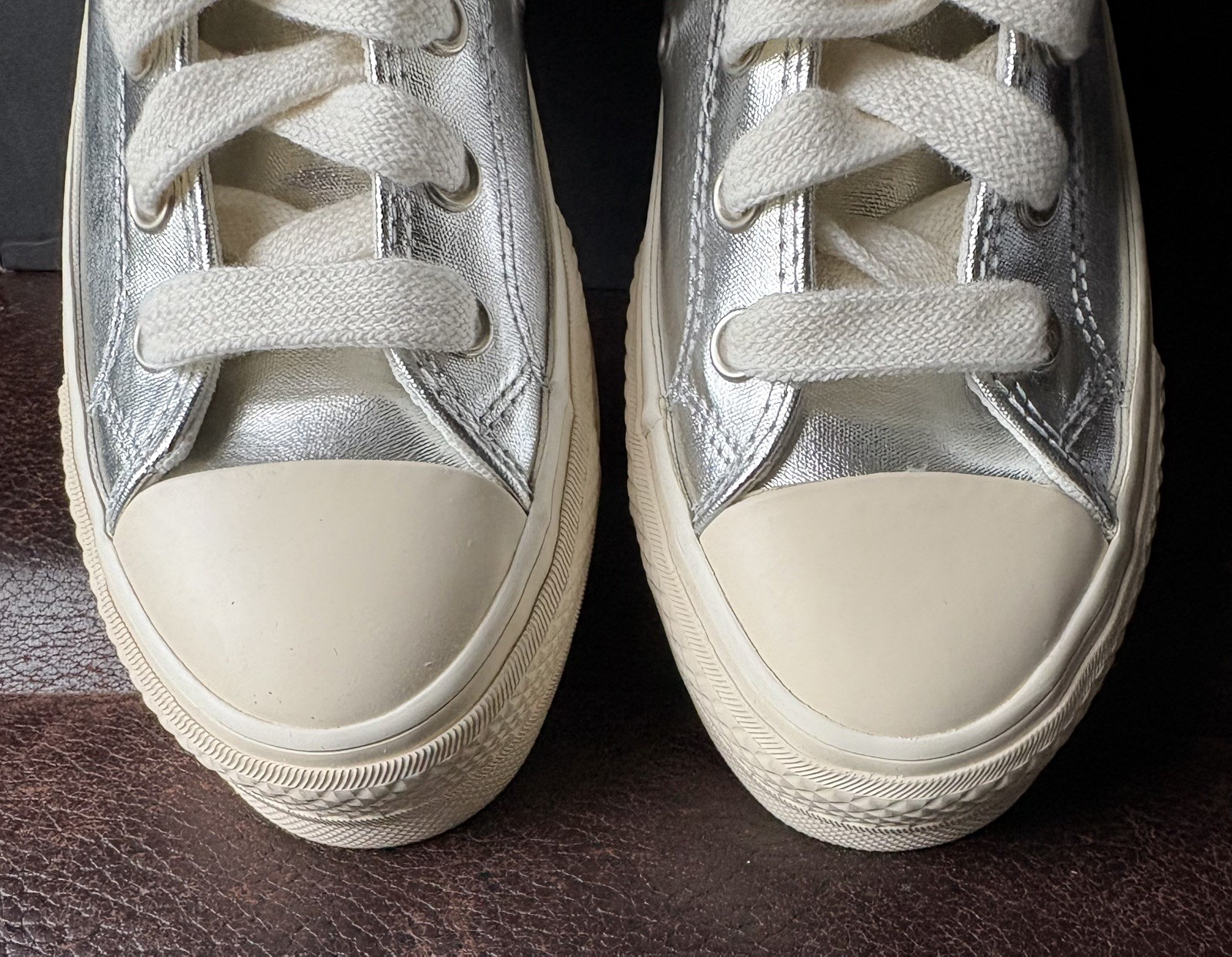 NEW Converse Chuck Taylor AS Metallic Platform Hi, Sz 6.5 Silver/Ivory Women