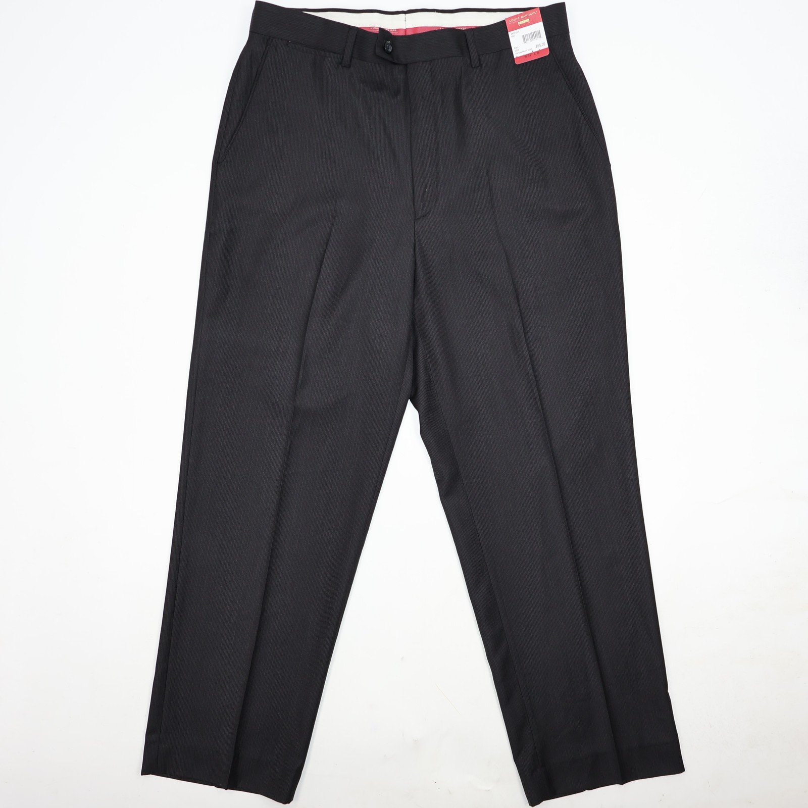 Louis Raphael Rosso Red Men’s Black Pinstripe Flat Front Dress Pants W34 L29 NWT
