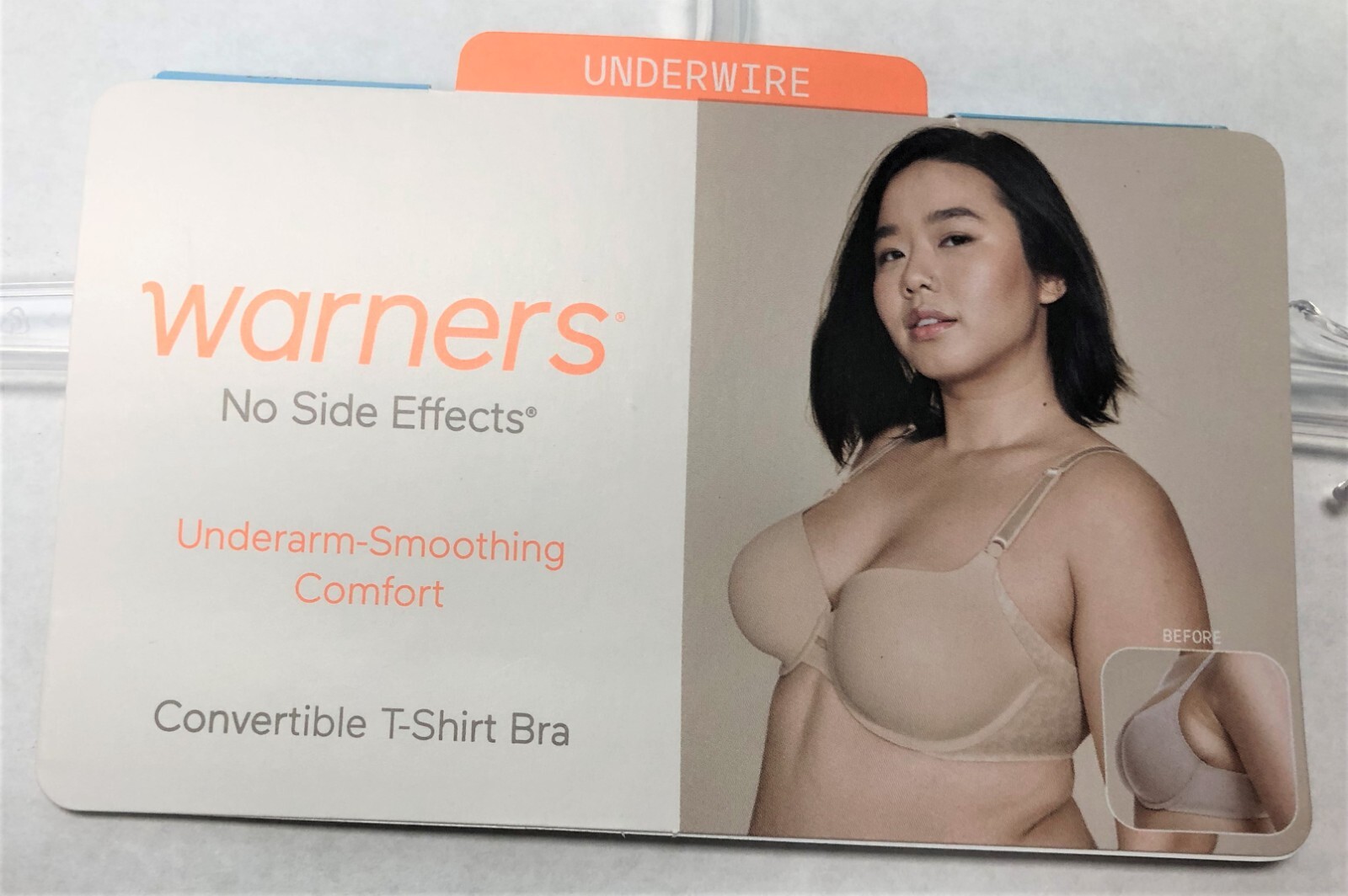 Warners Underwire Bra NO SIDE EFFECTS Convertible Straps Underarm Smooth RB5781