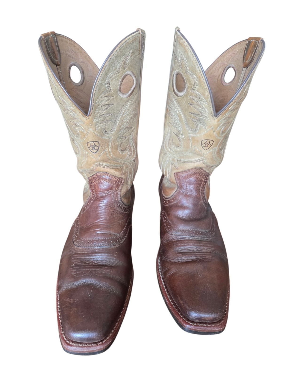 ARIAT ROUGHSTOCK BROWN BULLHIDE LEATHER SQUARE TOE COWBOY BOOTS #34828 MENS 13EE