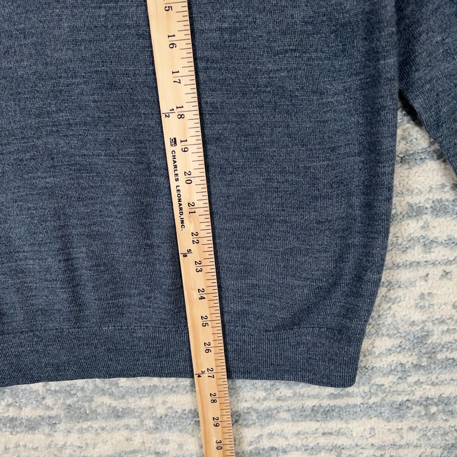 J.Crew Mens Merino Wool Blend Long Sleeve Polo Sweater Blue Grey XL BK247 FA24