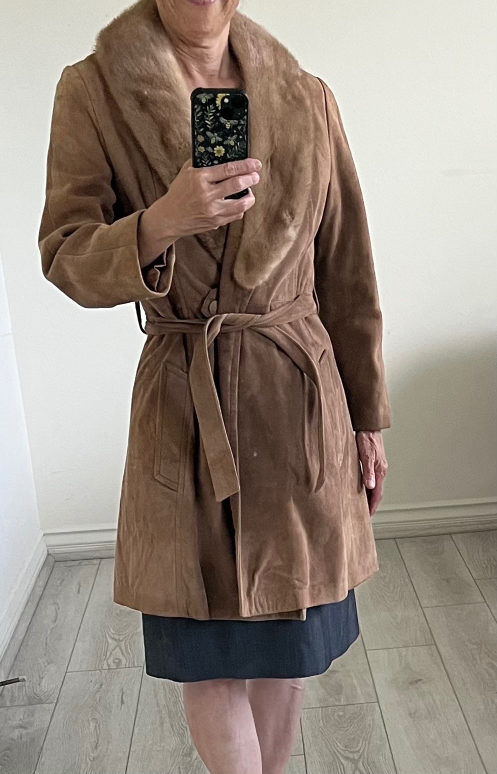 Vintage Leathers by New England suede coast with faux mink collar