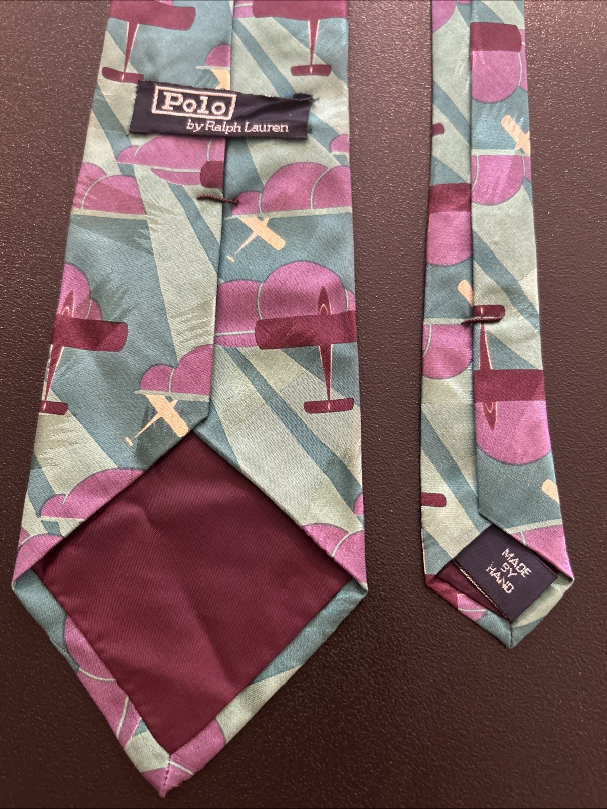 Vintage EUC Polo Ralph Lauren Airplane Theme Jacquard Silk Tie USA 55 X 3.5