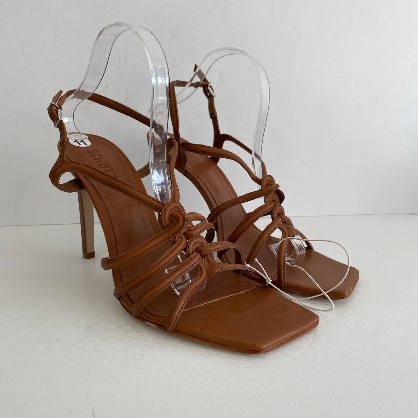 Schutz Octavia Calf Leather Heeled Sandals Womens 11 New Wood