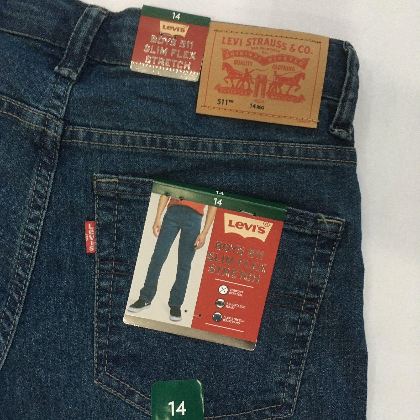 Levi’s 511 Slim Flex Stretch Blue Jeans size 14 Boys NWT