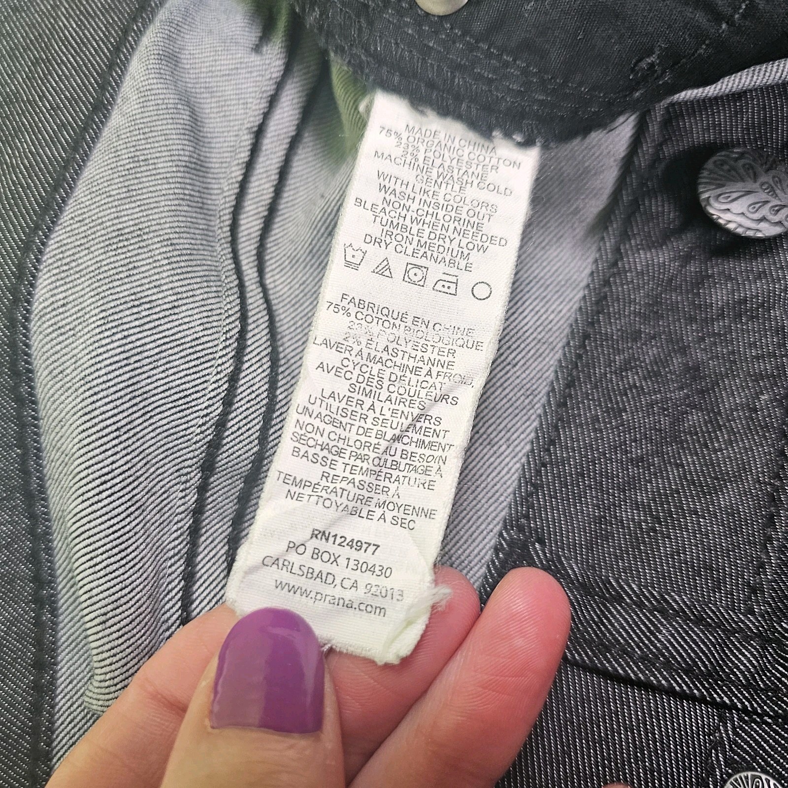 PrAna Size 8/29 Womens Charcoal Grey Organic Cotton Blend Straight Stretch Pants