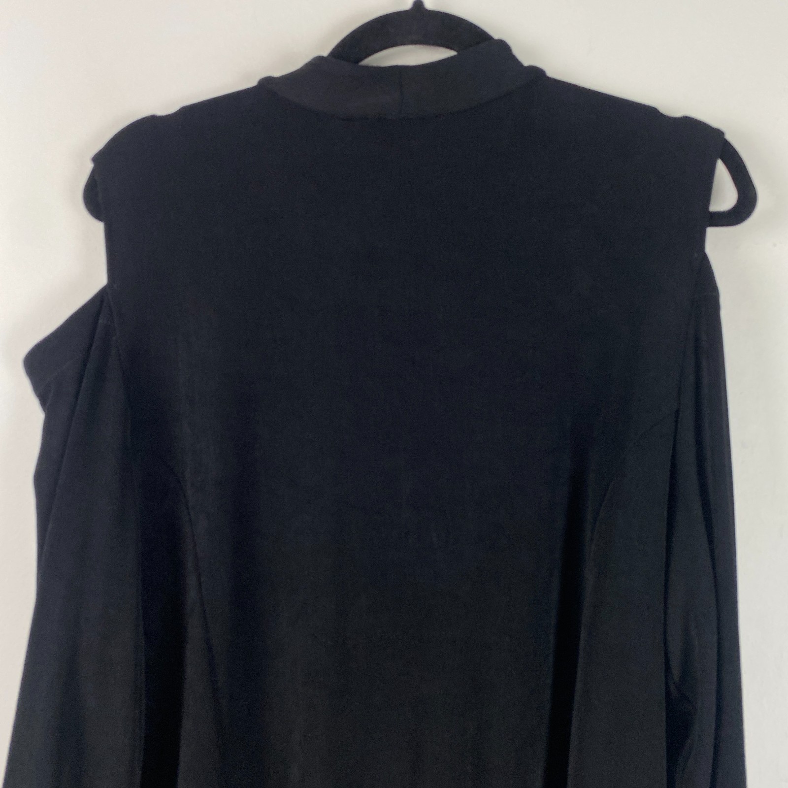 Chicos Travelers Cutout Cold Shoulder Jacket Size 3 US XL Black Slinky Knit