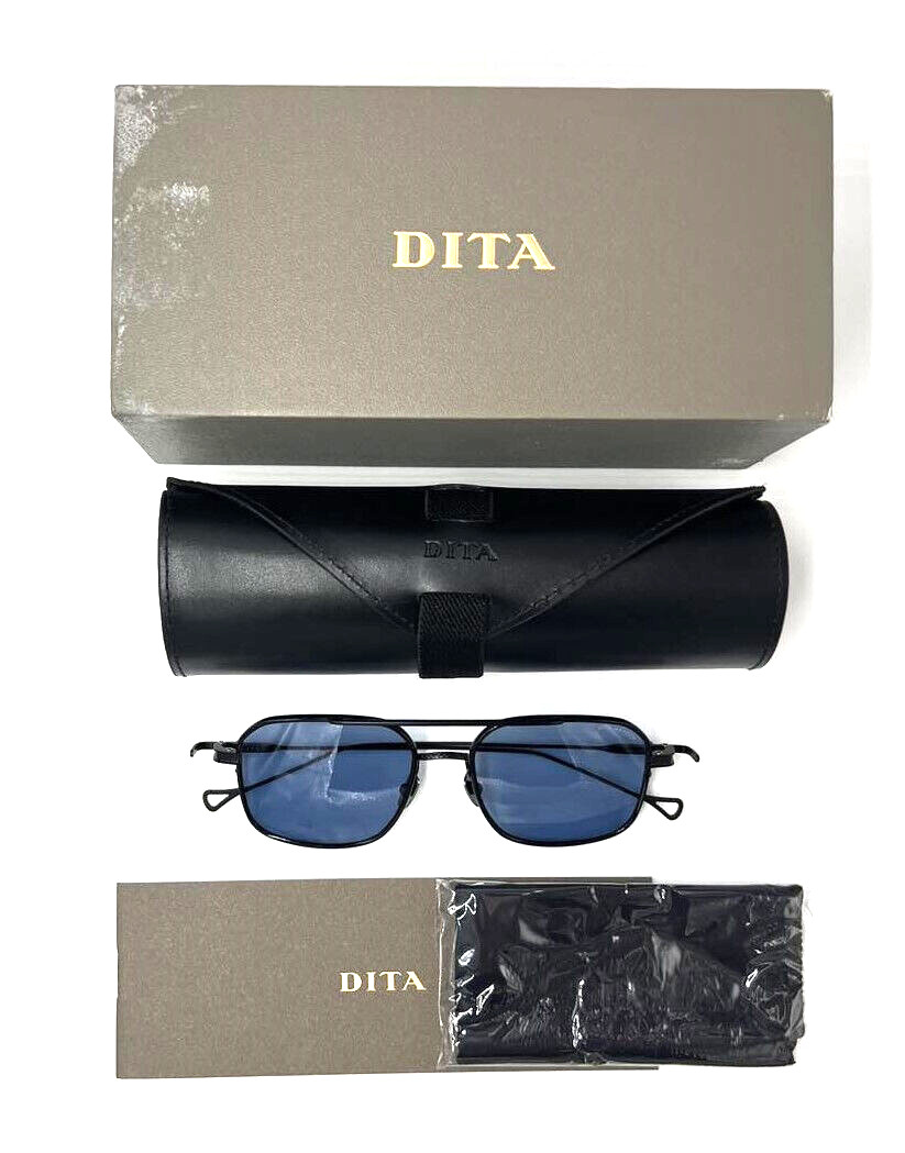 Authentic DITA Haydon DTX-2042-C-BLK-BLK-53 Matte Black w/Blue Lens Sunglasses