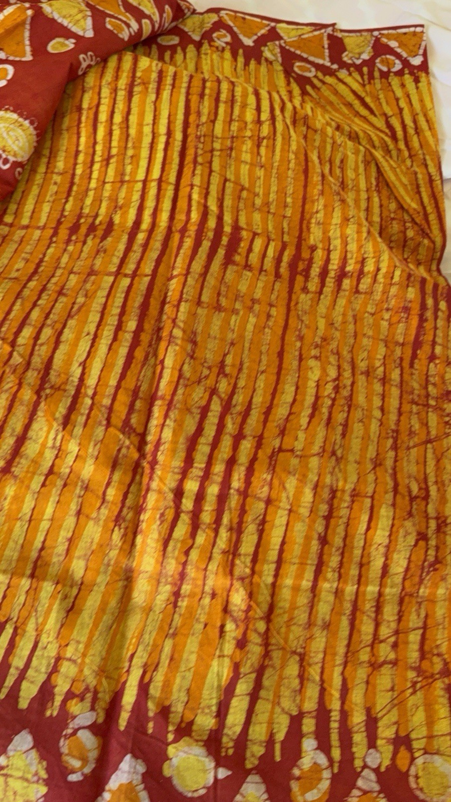 NEW 🆕, Cotton BATIK SAREE.( Item#yellowred ). Only $29