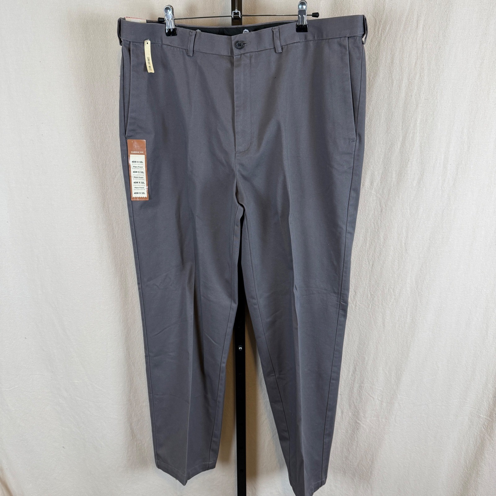 Haggar Mens Work to Weekend No Iron Khaki Pants Moonstruck Gray 40×32 Classic