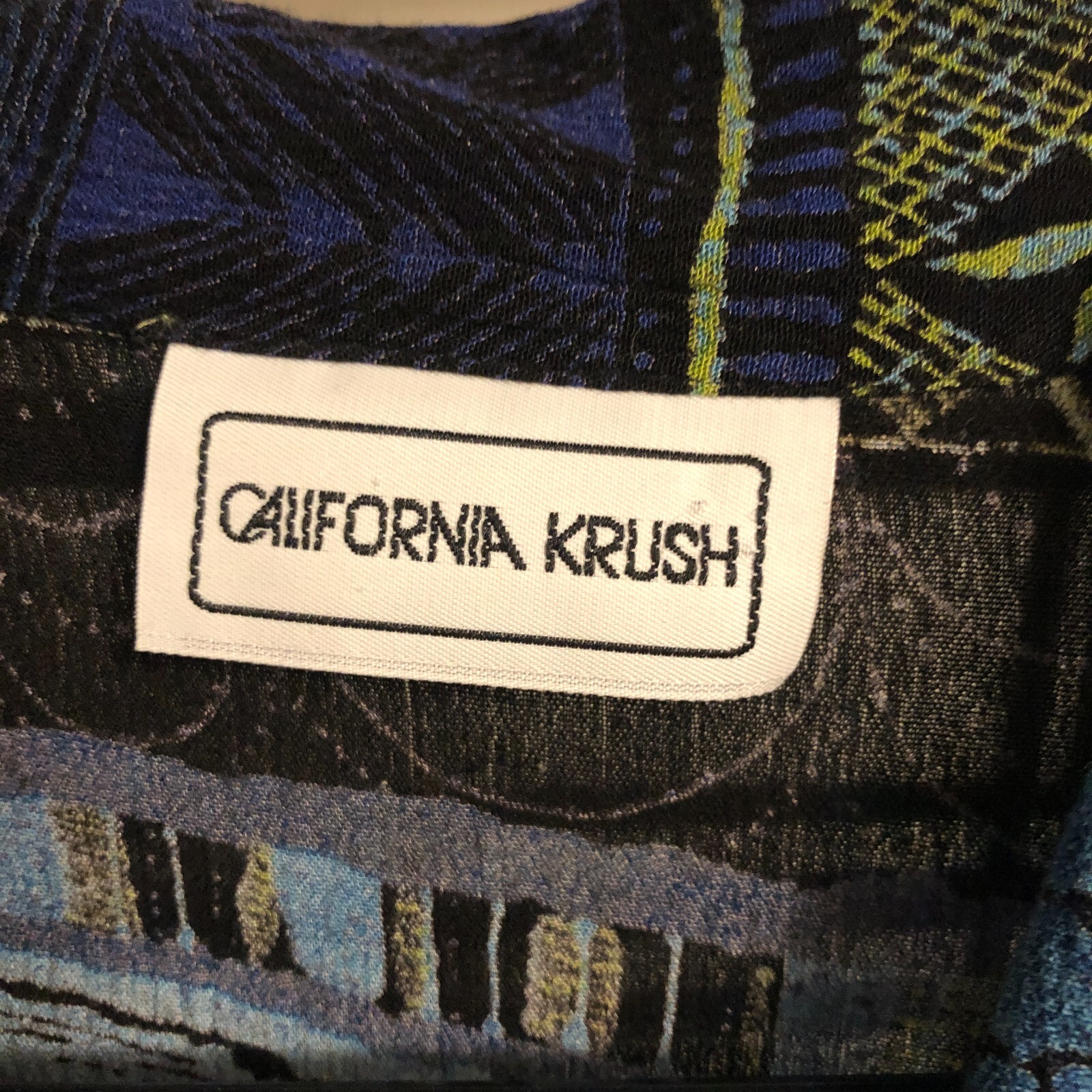 vtg 90s California Krush Button Rayon Shirt Sz S Boho Beach Tropical USA